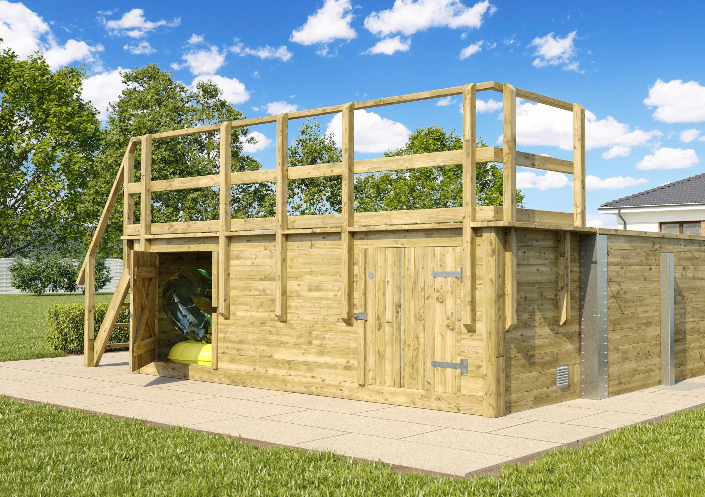 weka Rechteckpool »595 Gr. 1 mit Sonnendeck und Technikraum«, (Set, 10 tlg.), BxLxH: 309x416x116 cm