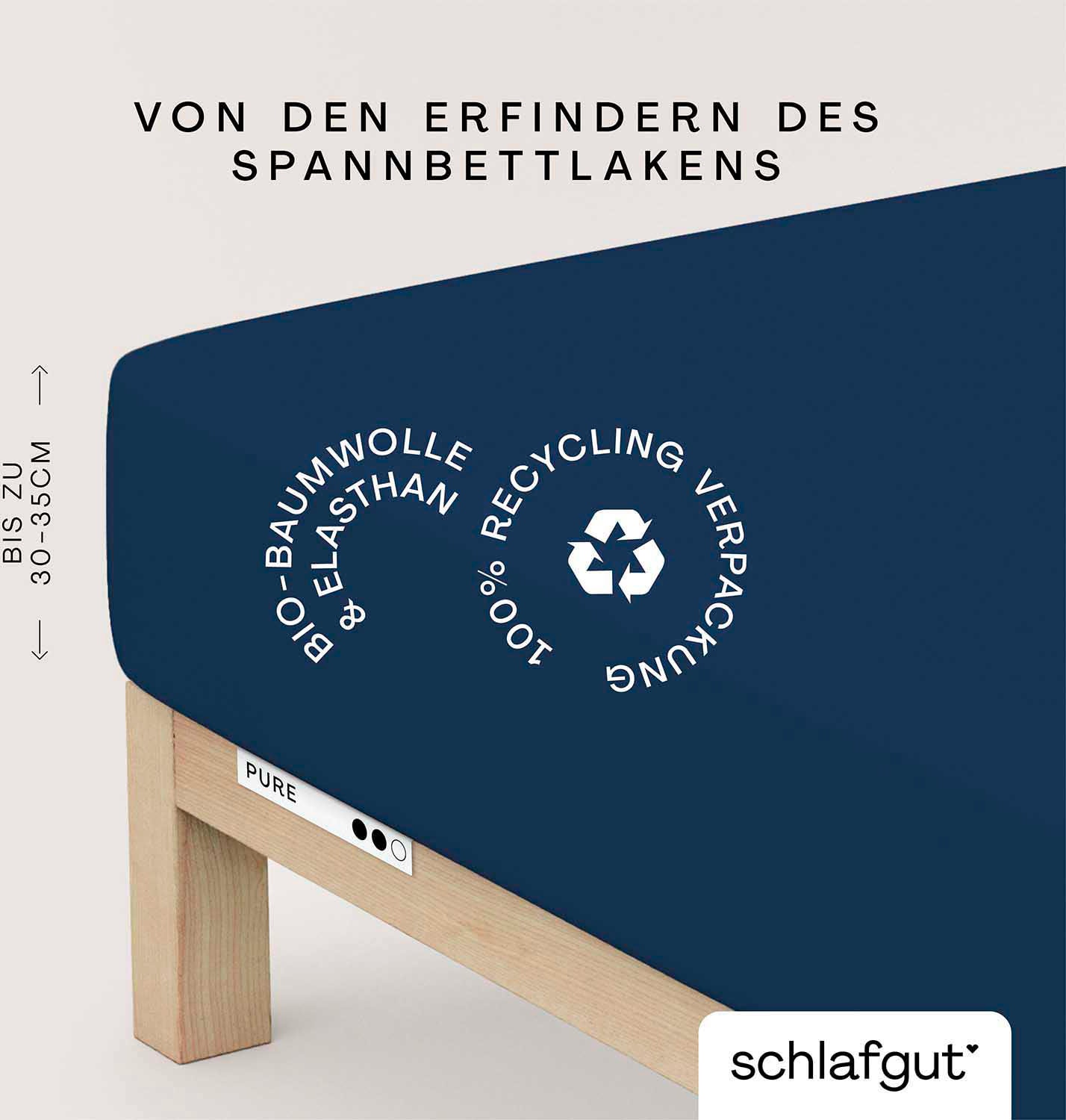 Schlafgut Spannbettlaken »PURE Bio-Baumwolle mit Elasthan, dehnbar blickdicht, straff, Bettlaken«, PREMIUM Laken für Matratzen bis 30cm Höhe, in 90x200, 140x200, 180x200