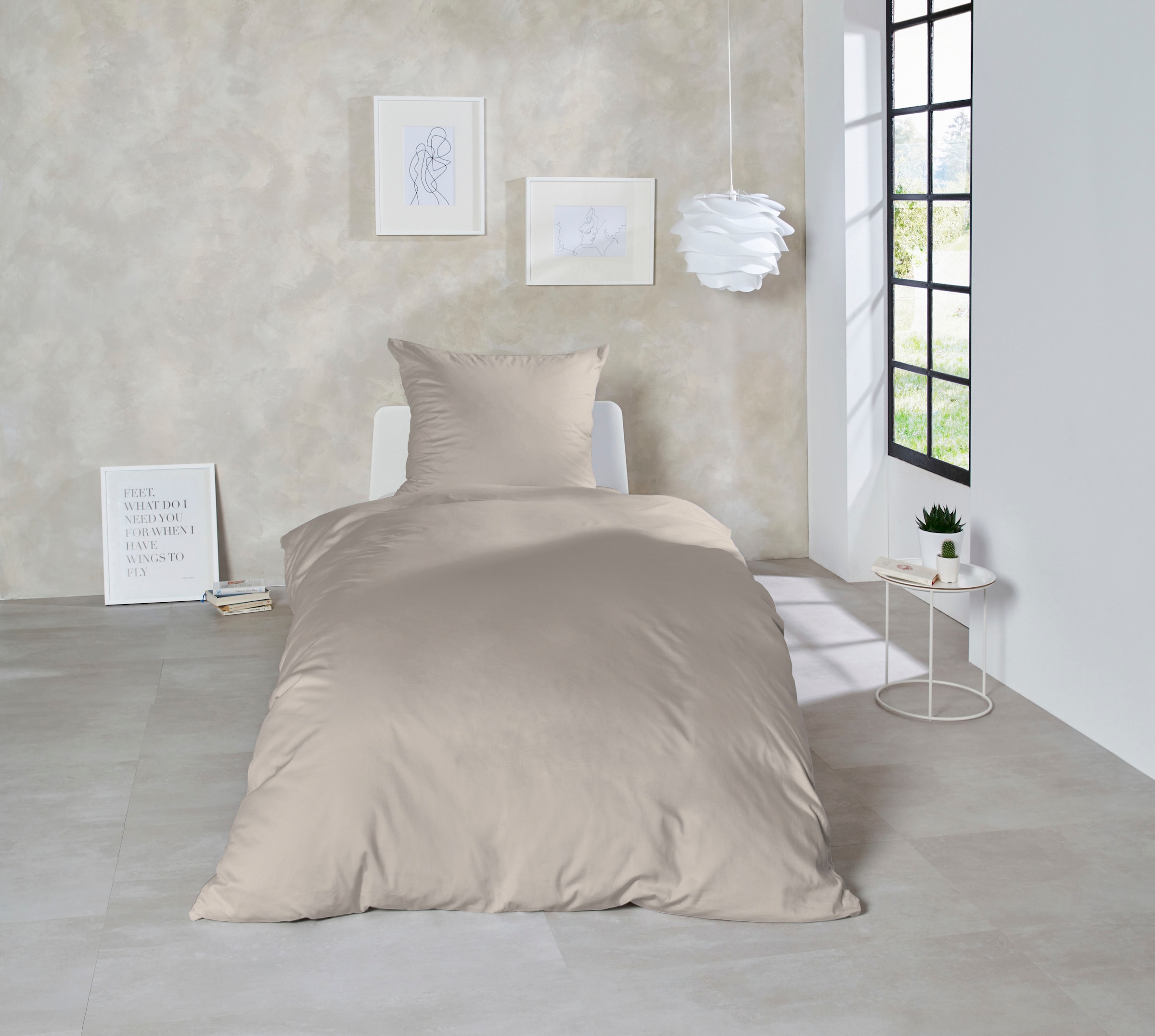 Primera Bettwäsche »Uni Luxus-Satin in Gr. 135x200, 155x220 oder 200x200 cm« 2 Stk. tlg. Bettwäsche aus Baumwolle, unifarbene Bettwäsche mit Reißverschluss