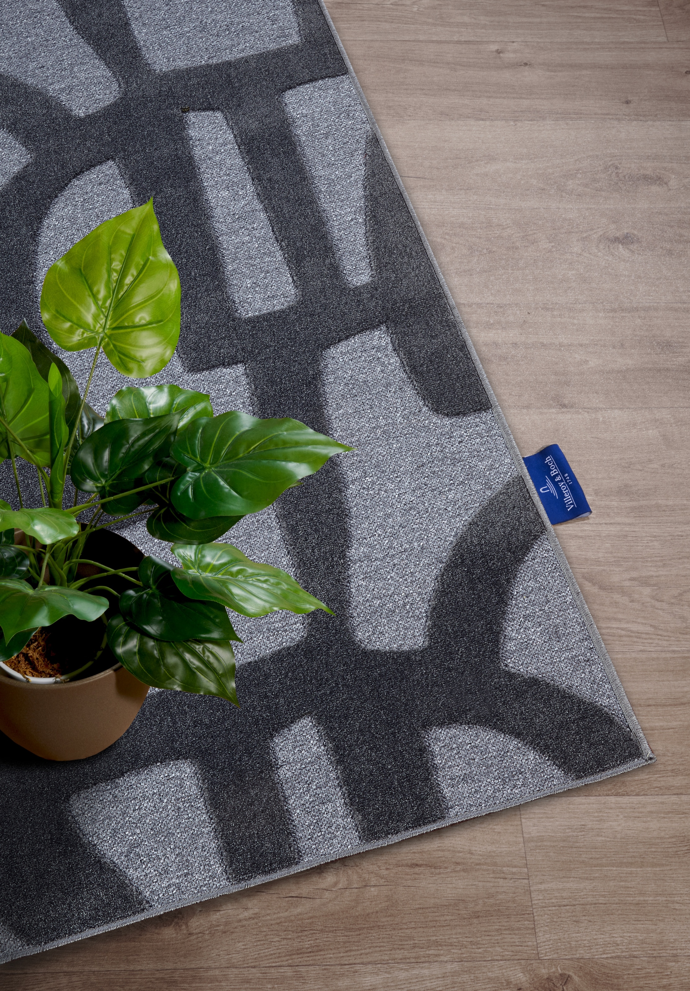 Villeroy & Boch Teppich »Therese«, rechteckig, 5,5 mm Höhe, Wohnzimmer, Schlafzimmer, Modern, Hoch-Tief Effekt, Flur