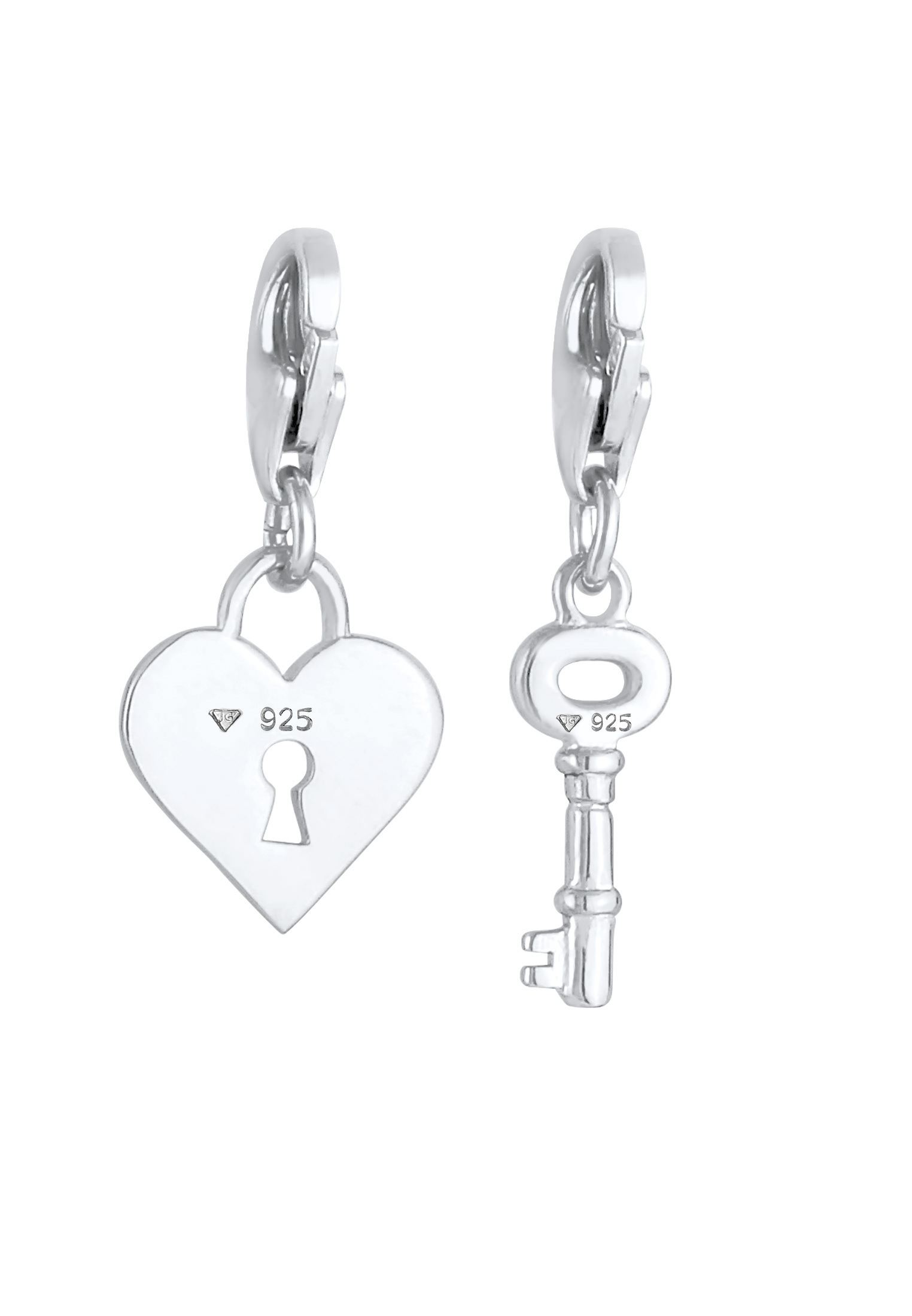 Nenalina Charm-Einhänger »Charm Schloss Schlüssel Herz Liebe Verbunden (2 tlg) 925«