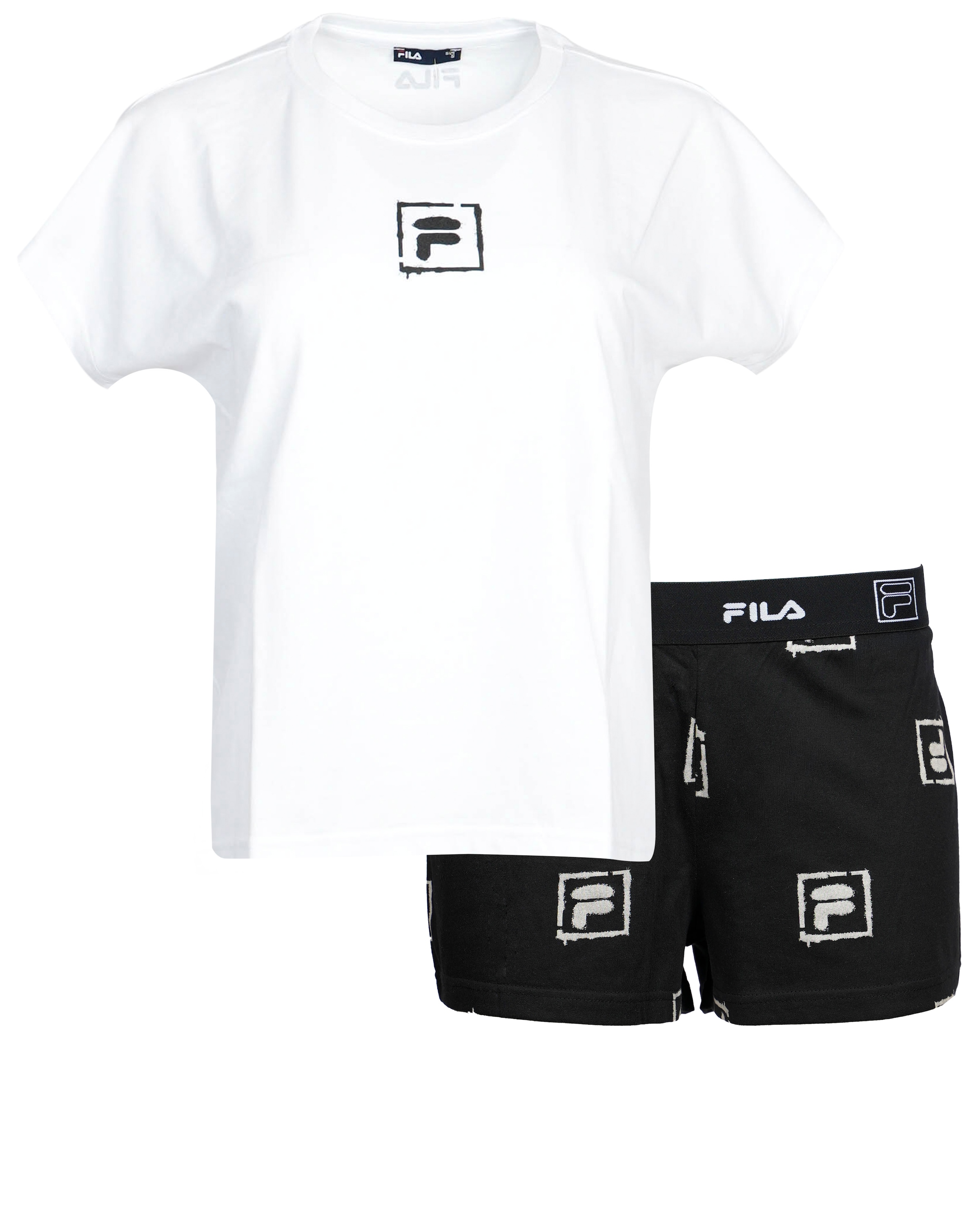Fila Shorty »WOMAN JERSEY PYJAMAS«, (2 tlg.), mit auffälligem Logodruck, Rundhalsausschnitt