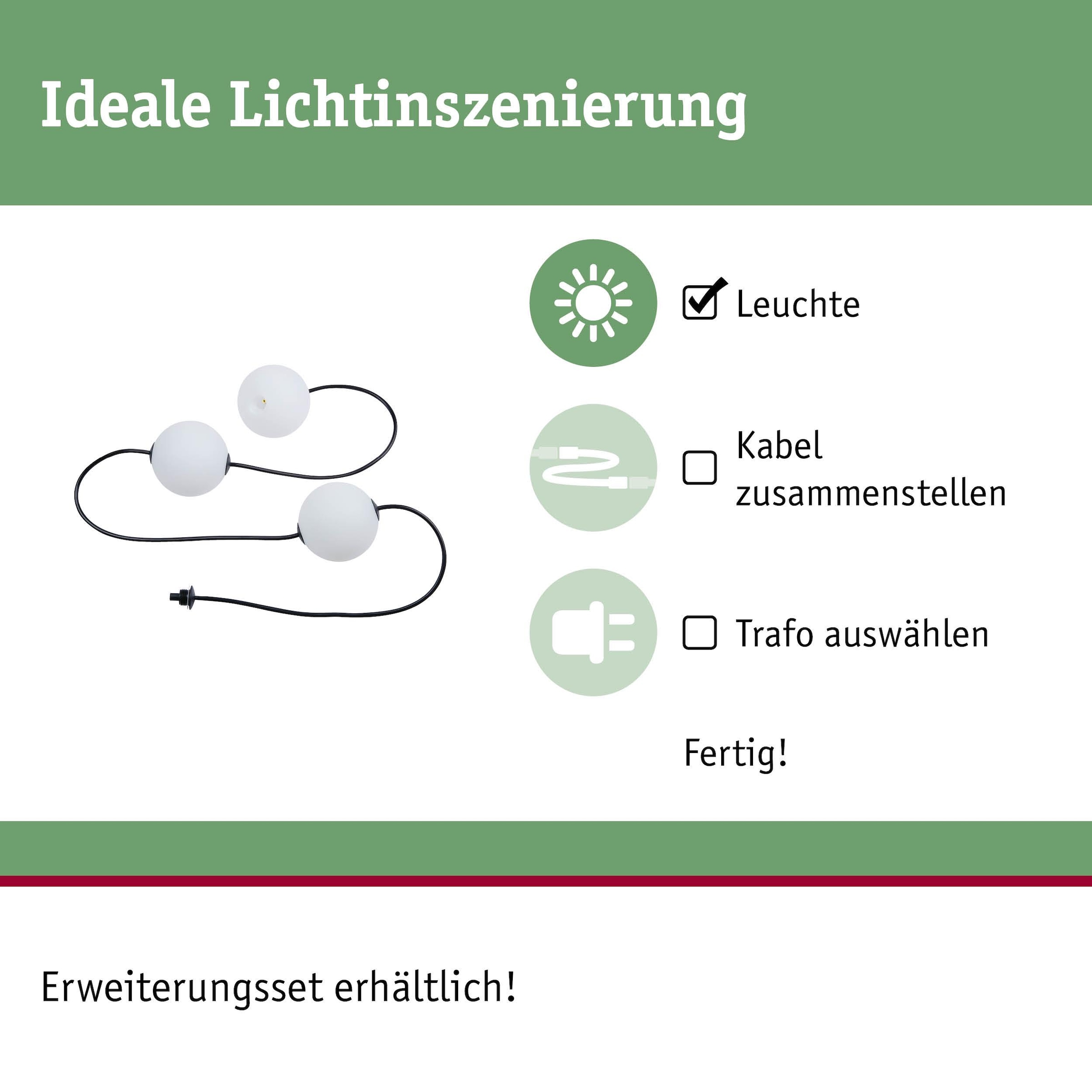 Paulmann LED-Lichterkette »Naima IP67 3000K 3x1W 1,71m Schwarz« 3 Stk.-flammig dimmbar