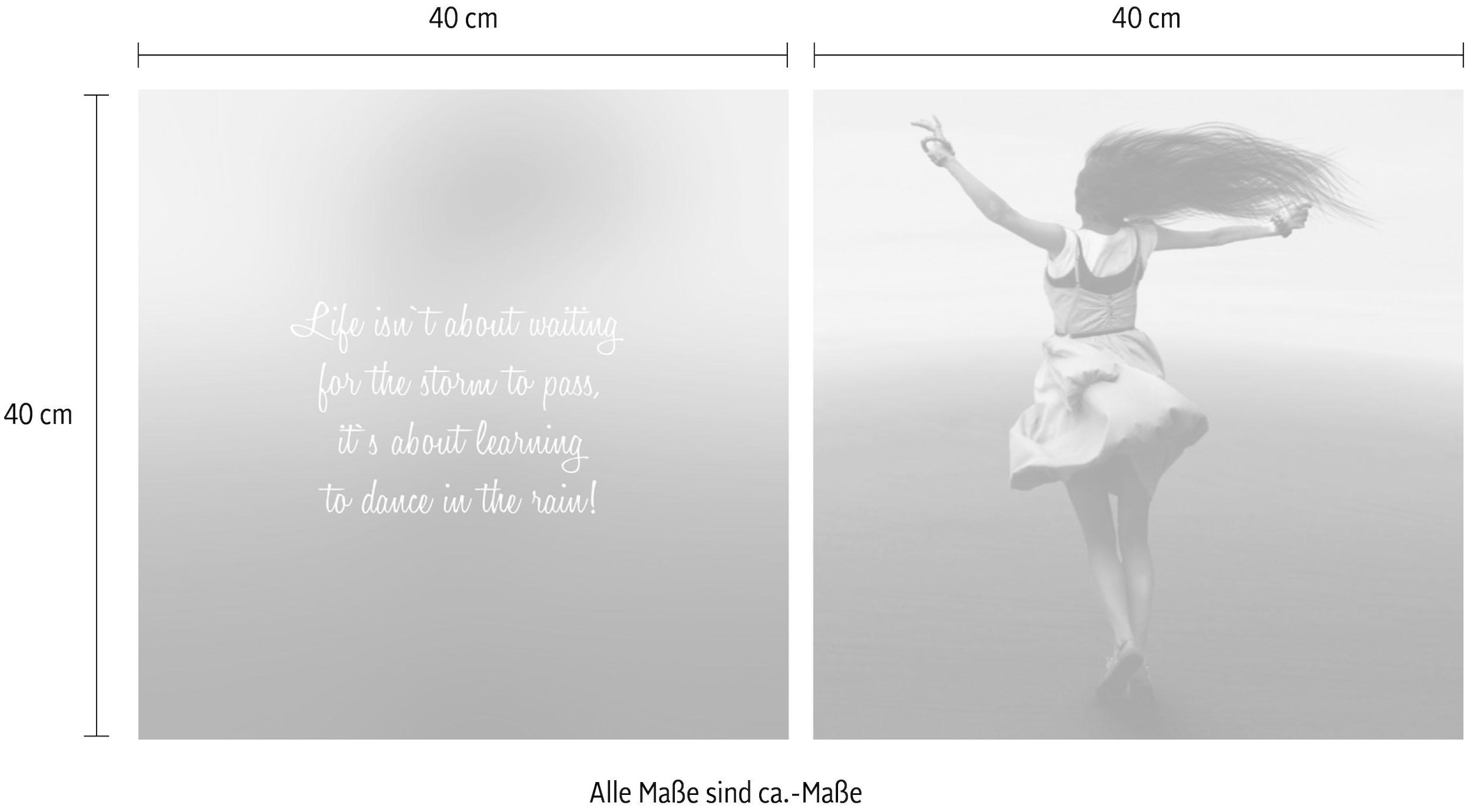 queence Leinwandbild »Dance« Foto | Kind | Kunst | Menschen | Modern | Schriftzug | Schriftzüge | Spa | Spa Bilder | Sprüche | Sprüche & Texte Set,  Premium-Leinwandstoff, Handarbeit aus Deutschland, Spruch, 2er Set