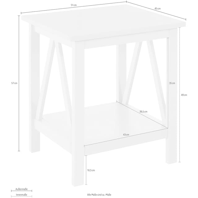 Timbers Beistelltisch »Fonville«, (1 St.), Beistelltisch aus Kiefernholz,  Ablageboden, Breite 51 cm, Höhe 57 cm kaufen | UNIVERSAL