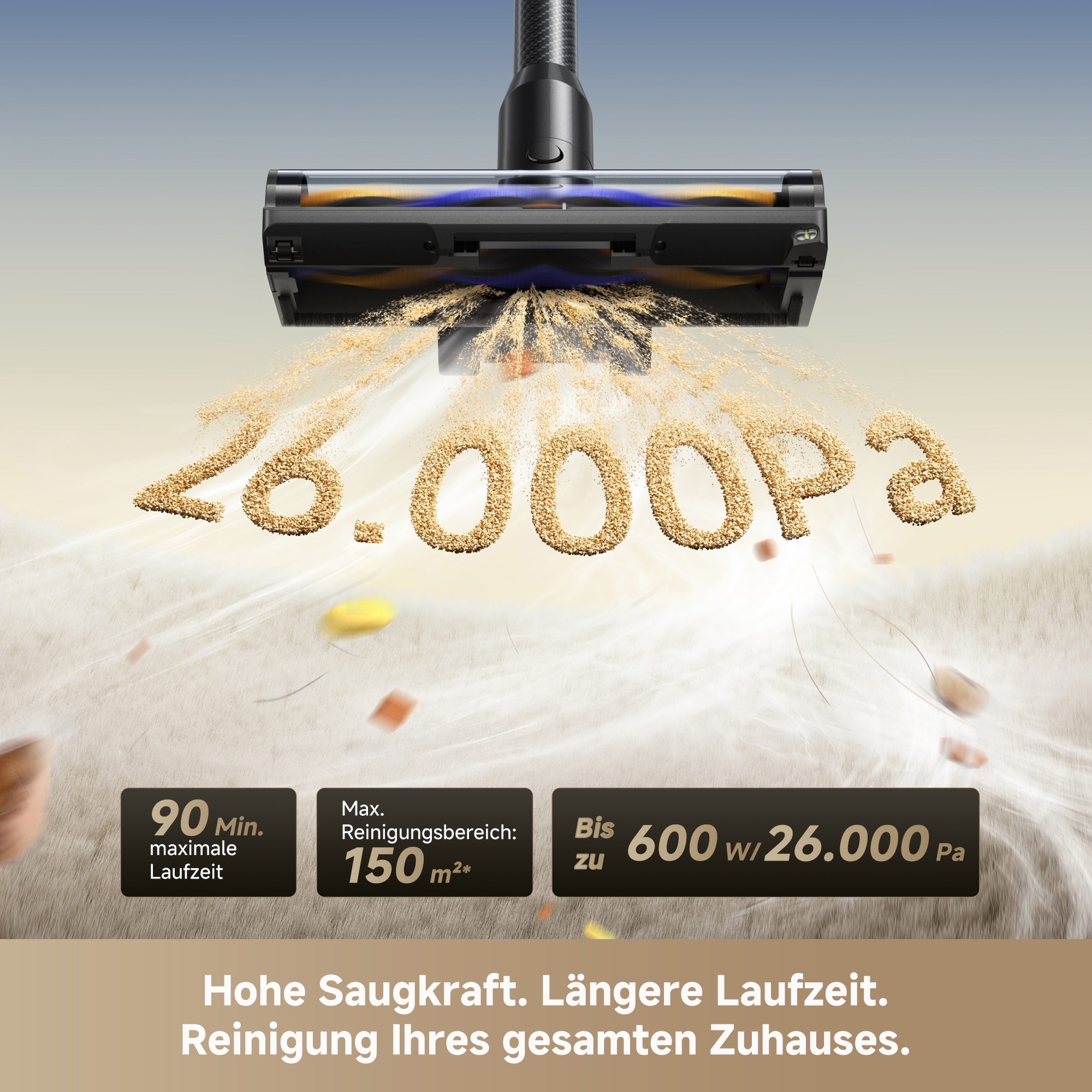 Dreame Akku-Hand-und Stielstaubsauger »R20 Pro« 26000 Pa, Anti-Haar, 99.9% Filter, LED, Flex 90°