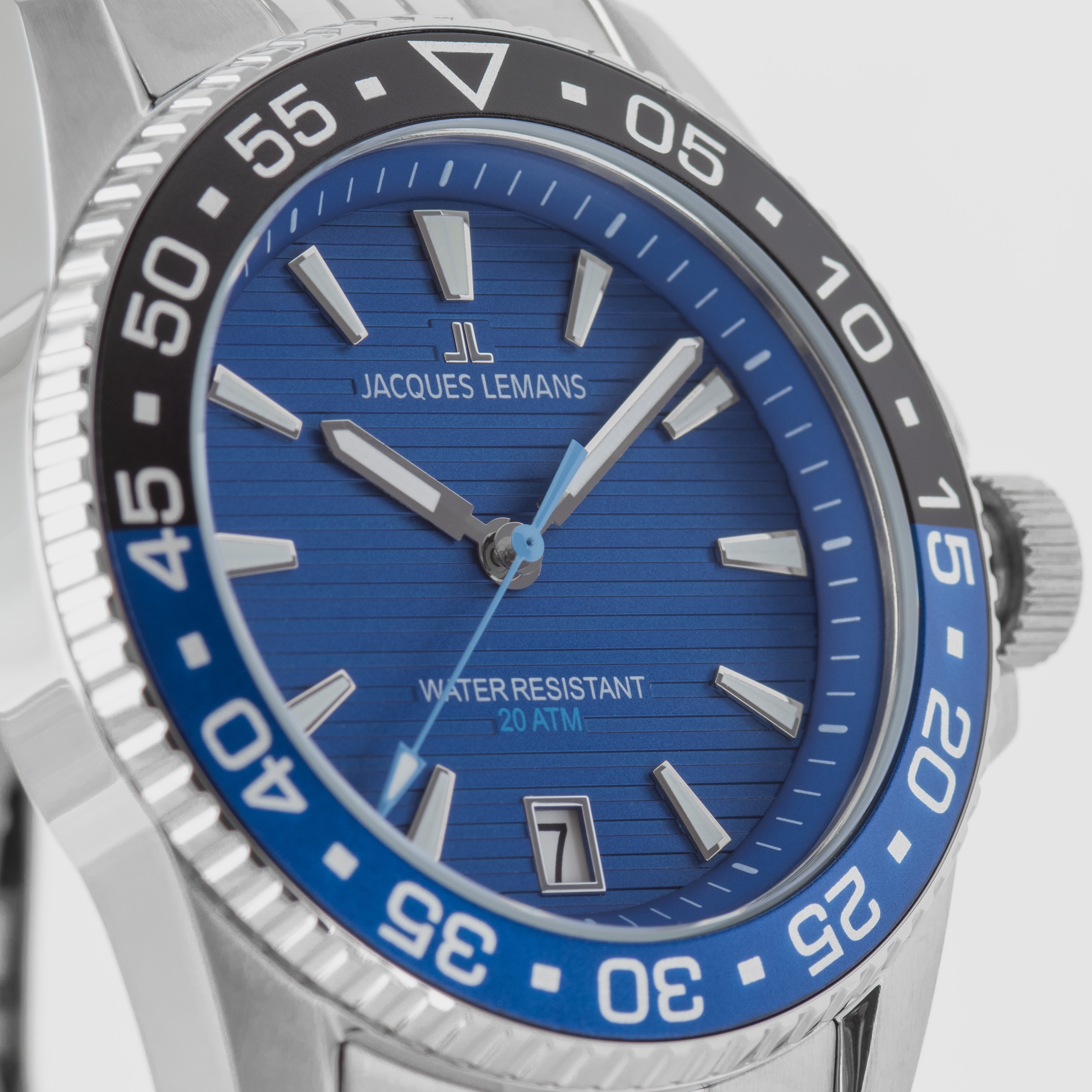 Jacques Lemans Quarzuhr »Liverpool Diver« Armbanduhr, Herrenuhr, Edelstahlarmband, analog, Tag