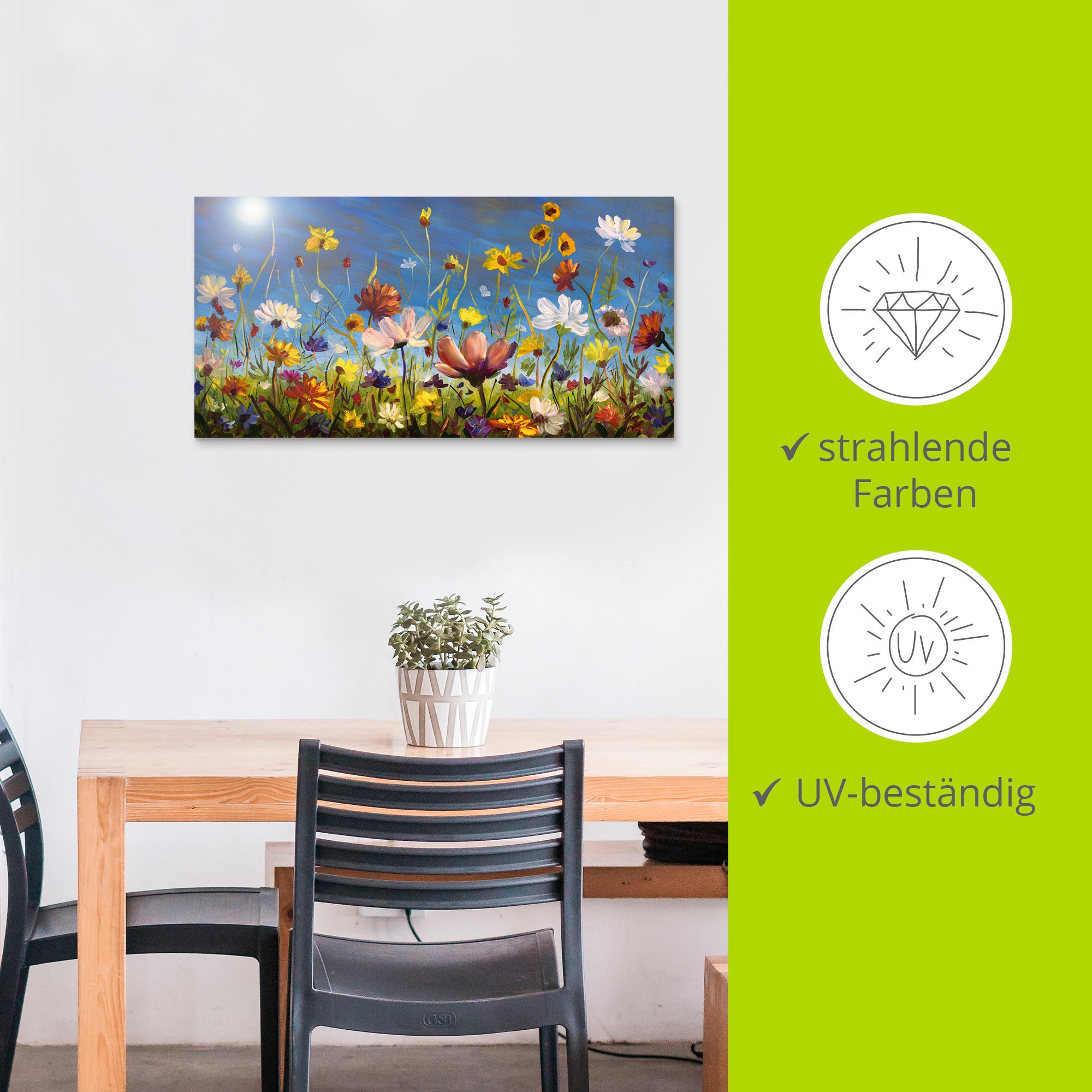 Artland Wandbild »Wildblumenwiese blauer Himmel«, Blumenwiese, (1 St.), als Alubild, Outdoorbild, Leinwandbild, Poster, Wandaufkleber