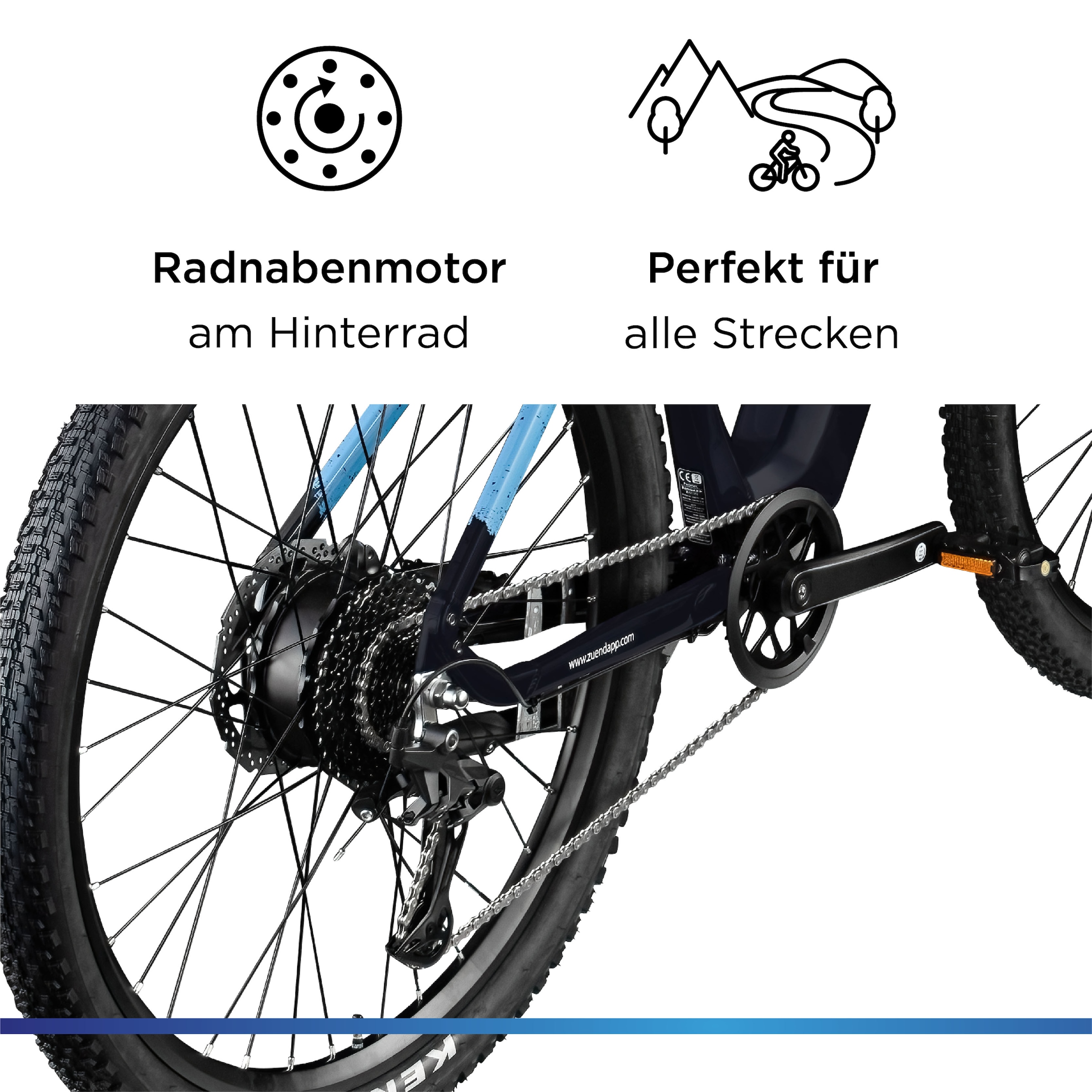 Zündapp »Z808« 10 Gang Shimano Deore RD-T6000 Schaltwerk Kettenschaltung Heckmotor 250 W Pedelec, Elektrofahrrad für Damen und Herren, MTB