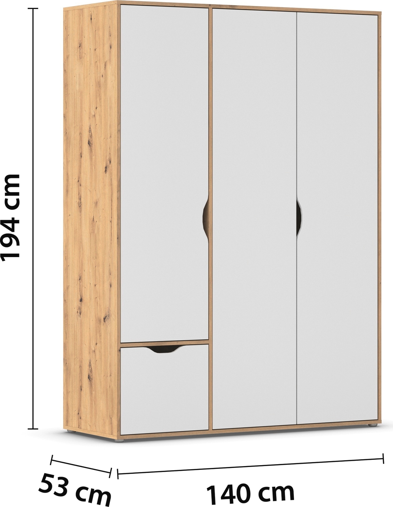 rauch Drehtürenschrank »Kleiderschrank Schrank Garderobe Wäscheschrank NARAI mit Schubladen« in 3 verschiedenen Ausstattungen BASIC/CLASSIC/PREMIUM,  Griffausfräsungen für eine grifflose Optik TOPSELLER MADE IN GERMANY