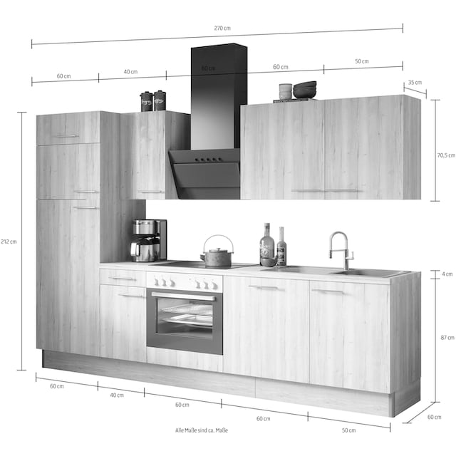 OPTIFIT Küche »Klara«, Breite 270 cm, wahlweise mit E-Geräten auf Rechnung  bestellen