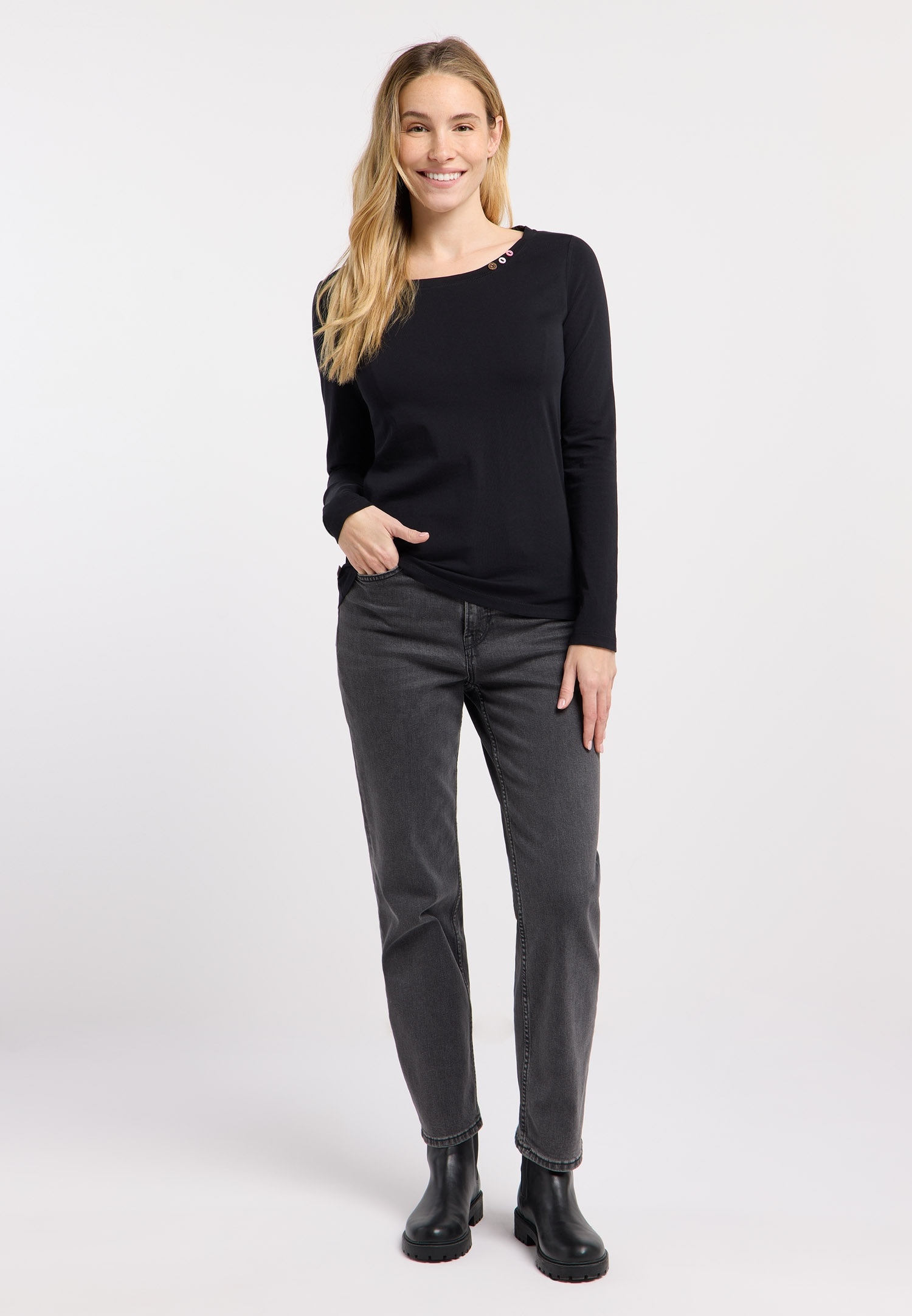 Ragwear Langarmshirt »FLLORAH LONG GOTS« Bestseller aus Single Jersey mit softem Finish und Knöpfen