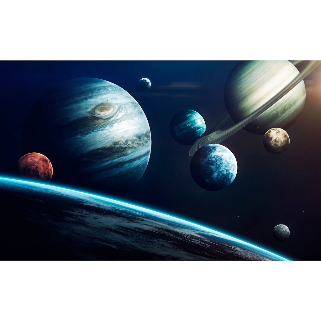 Papermoon Fototapete »PLANETEN SATURN ERDE MOND WELTALL SPACE«