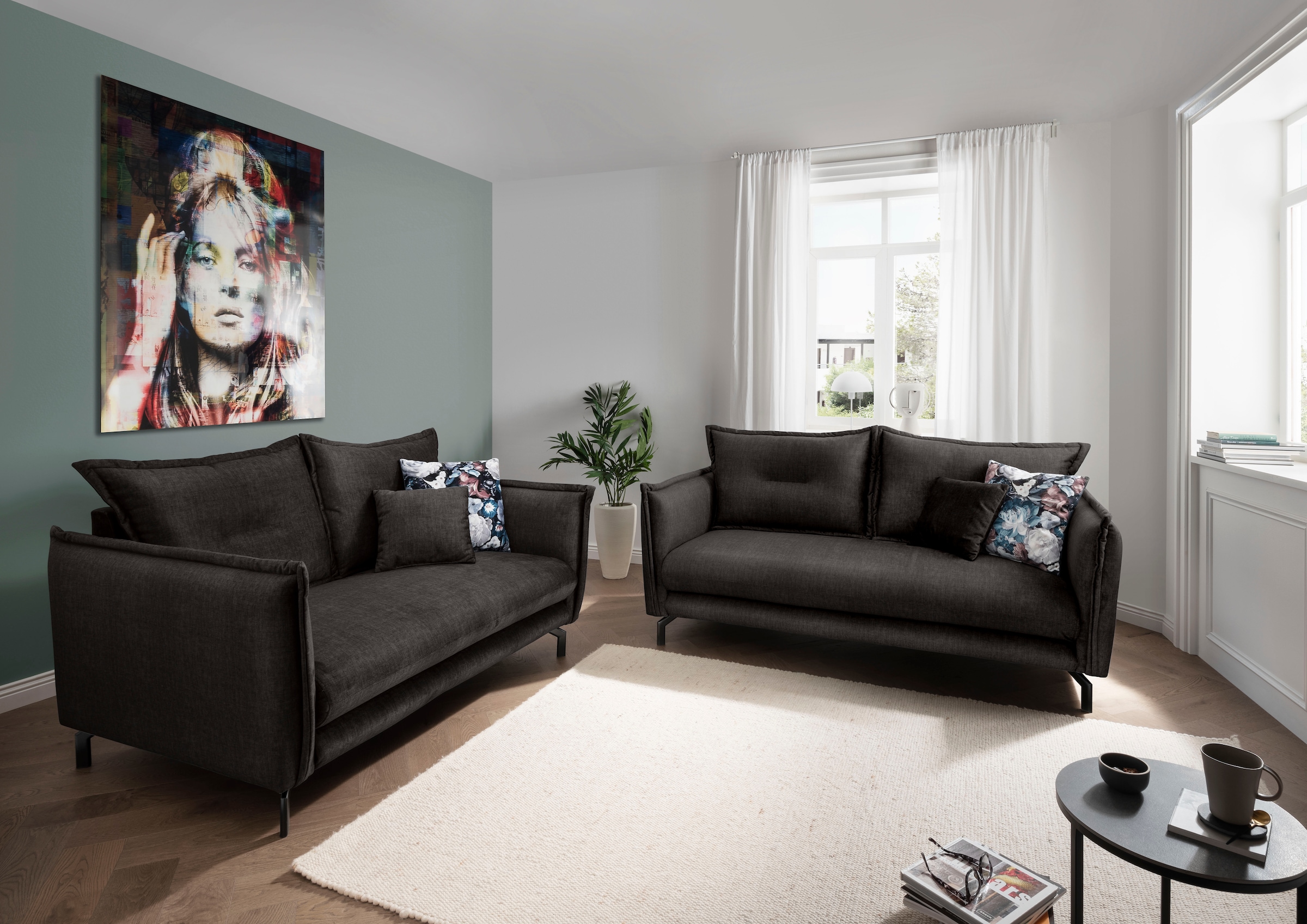 Home affaire 2-Sitzer »LAVA  Breite 168 cm, modern & elegant, aktuelle Kissenoptik, bequem« Armlehnen verstellbar