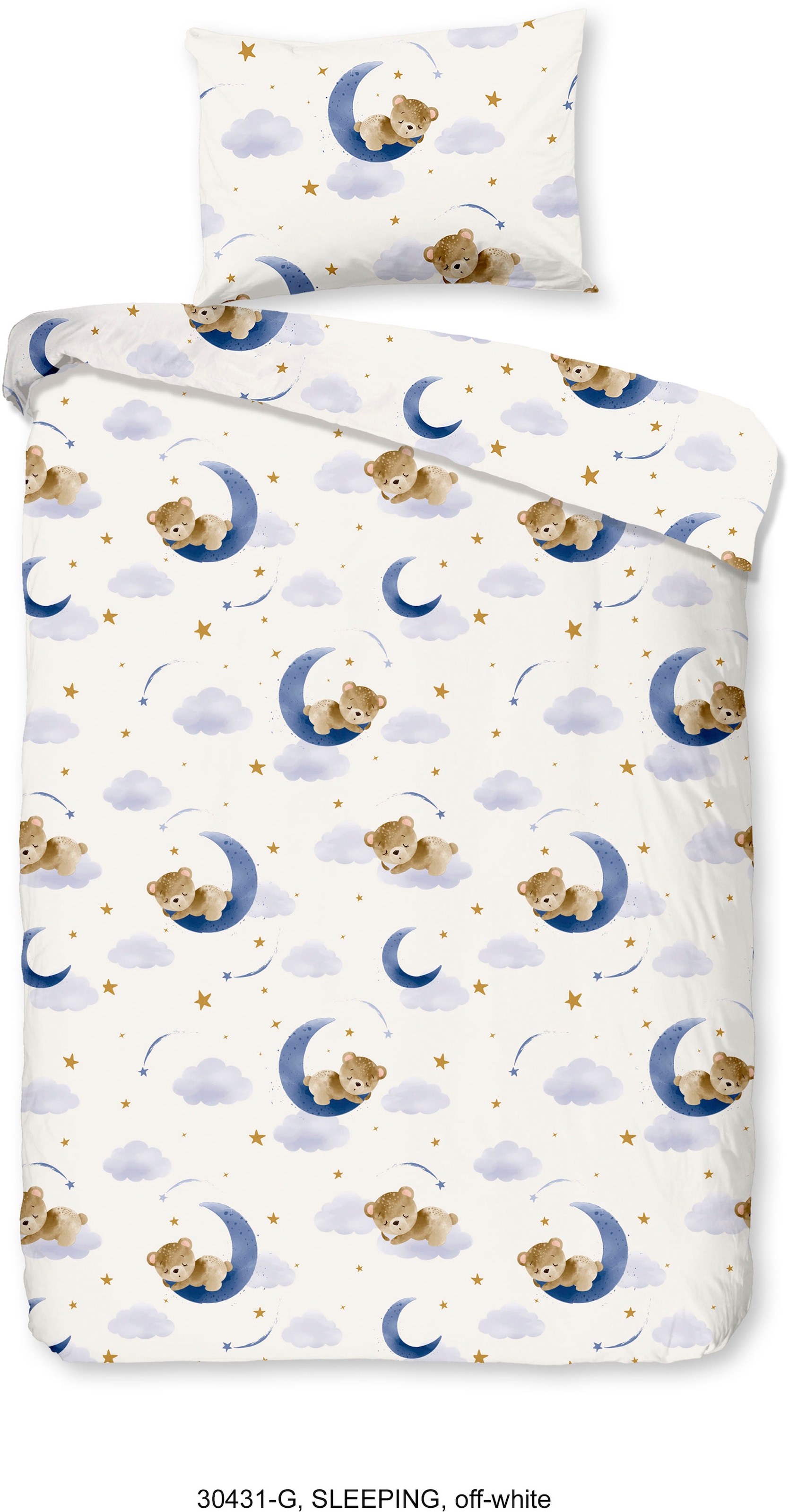 good morning Babybettwäsche »Sleeping Bear Junior«, 100% Baumwolle, 100x135, Reißverschluss, Wendeoptik, Baby, Bär, Natur