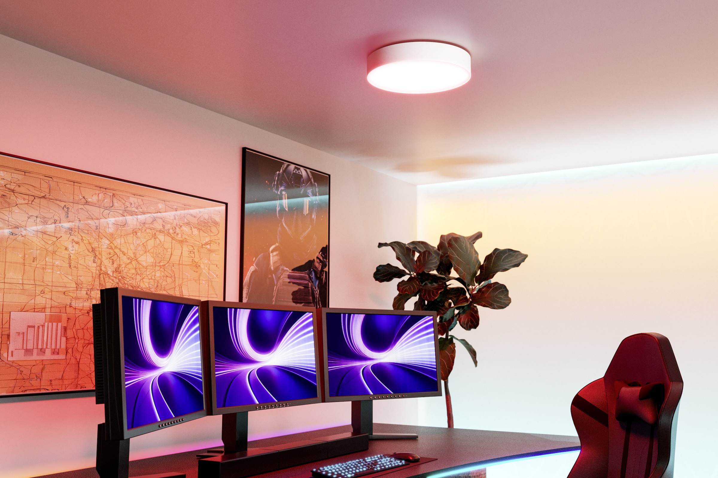 EGLO LED Deckenleuchte »GALLIZZI-Z Deckenlampe - Kunststoff - LED - 15W - IP20« LED-Modul 1 Stk. Kaltweiß | Neutralweiß | RGB | Warmweiß Wohzimmerlampe, Esszimmerlampe, Flur, Schlafzimmer, H7 x Ø39 cm