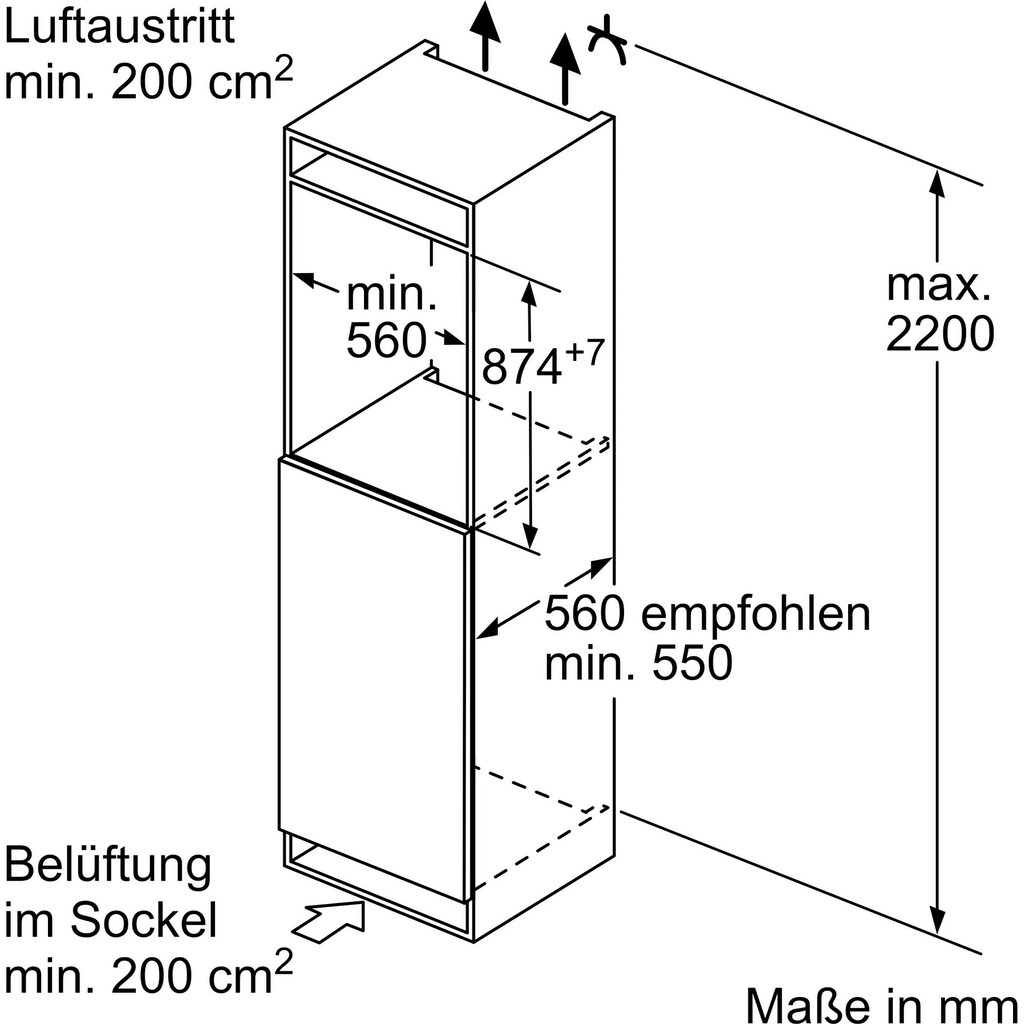 SIEMENS Einbaukühlschrank »KI21RADF0«, KI21RADF0, 87,4 cm hoch, 56 cm breit