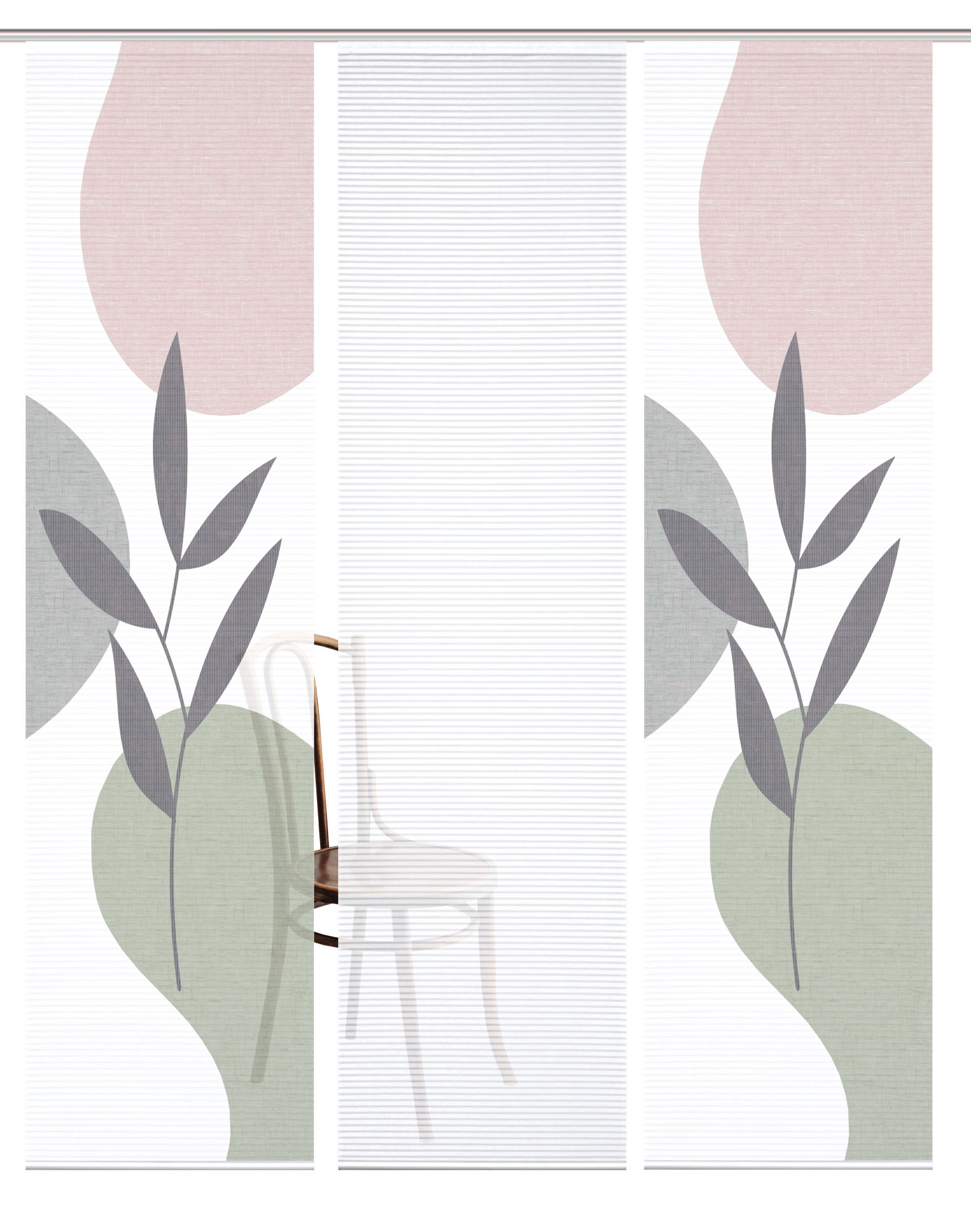 HOME in green Schiebegardine »FRONDA« Paneelwagen 3 Stk. tlg. SET DIGITALDRUCK,BAMBUSOPTIK RECYCELT