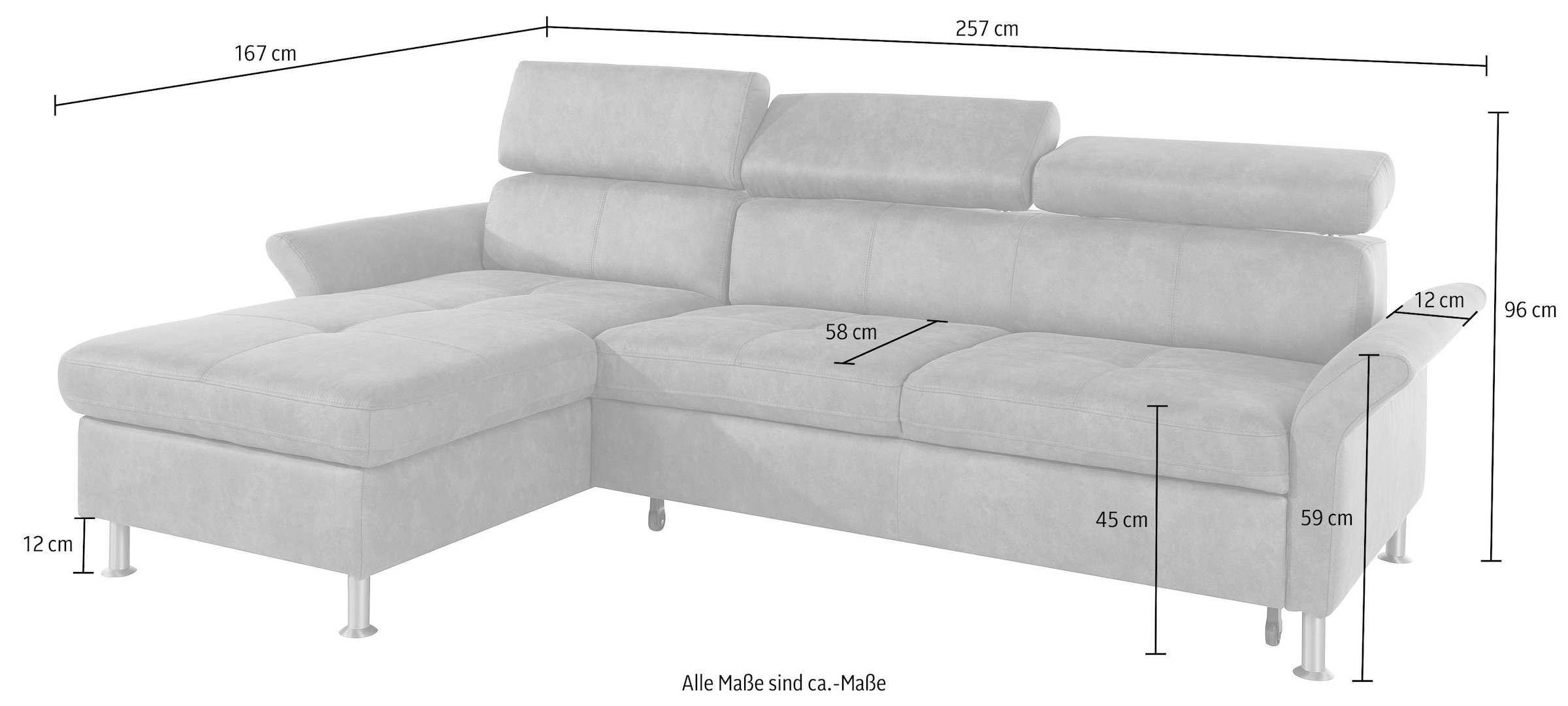 exxpo - sofa fashion Ecksofa »Maretto, bequem und komfortabel, L-Form« inkl. Kopf- bzw. Rückenverstellung, wahlweise mit Bettfunktion