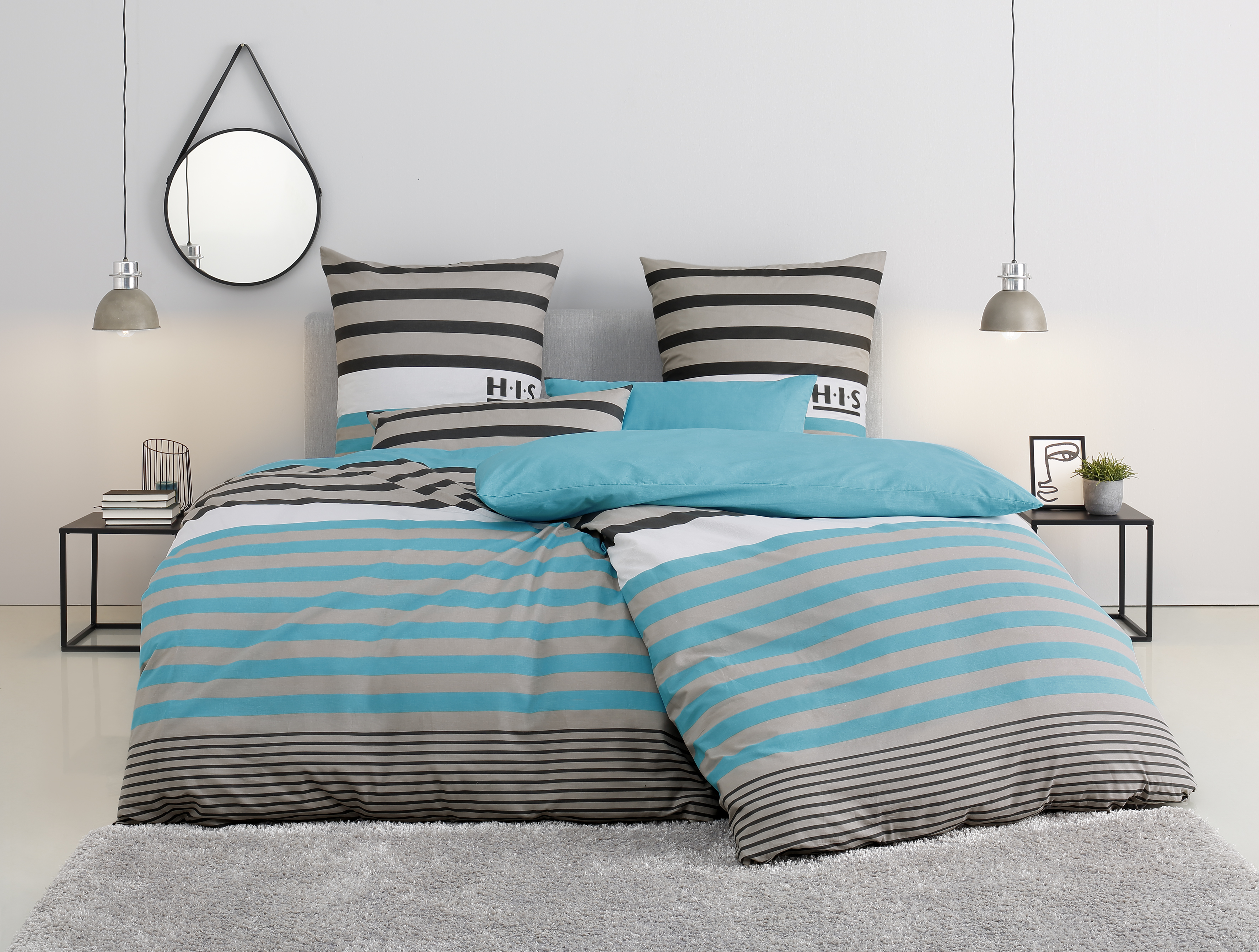 Bettwäsche »Majoran in Gr. 135x200, 155x220 oder 200x200 cm«, (2 tlg.), gestreifte...