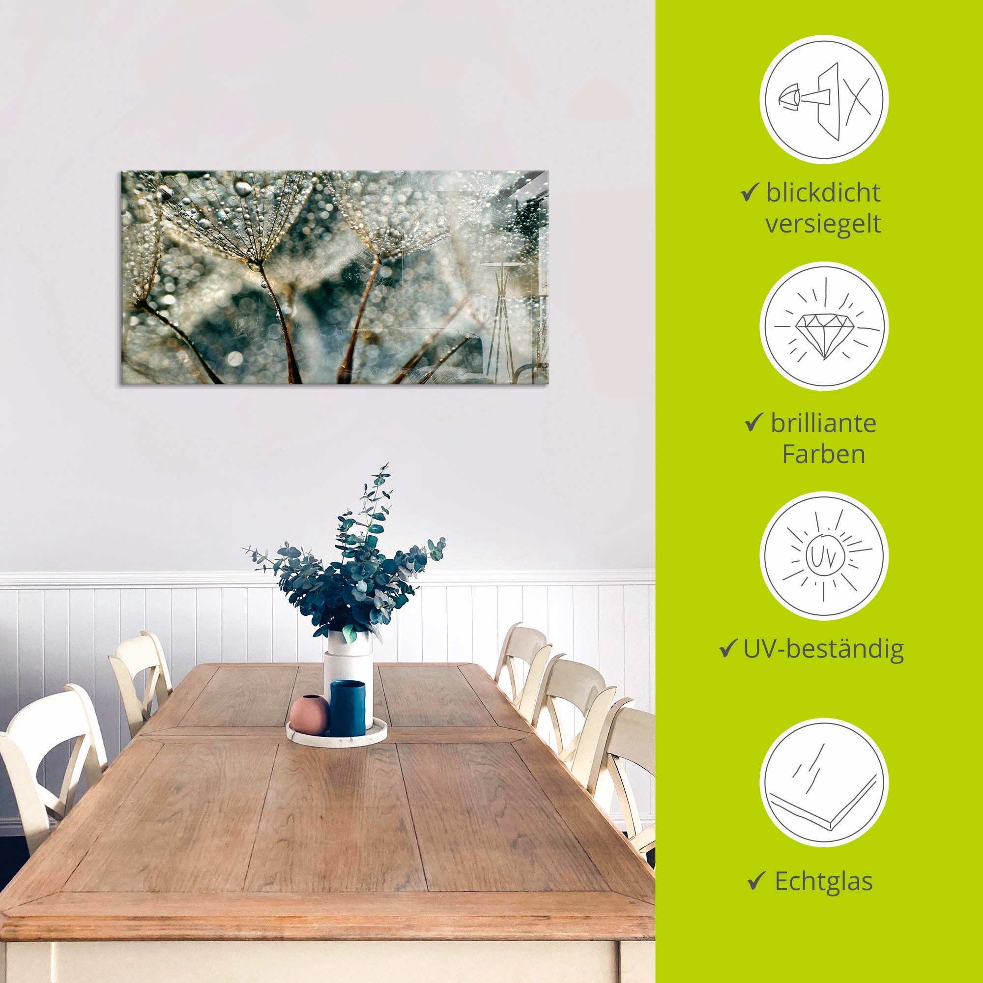 Artland Glasbild »Pusteblume Regenschauer« 1 Stk. tlg. in verschiedenen Größen