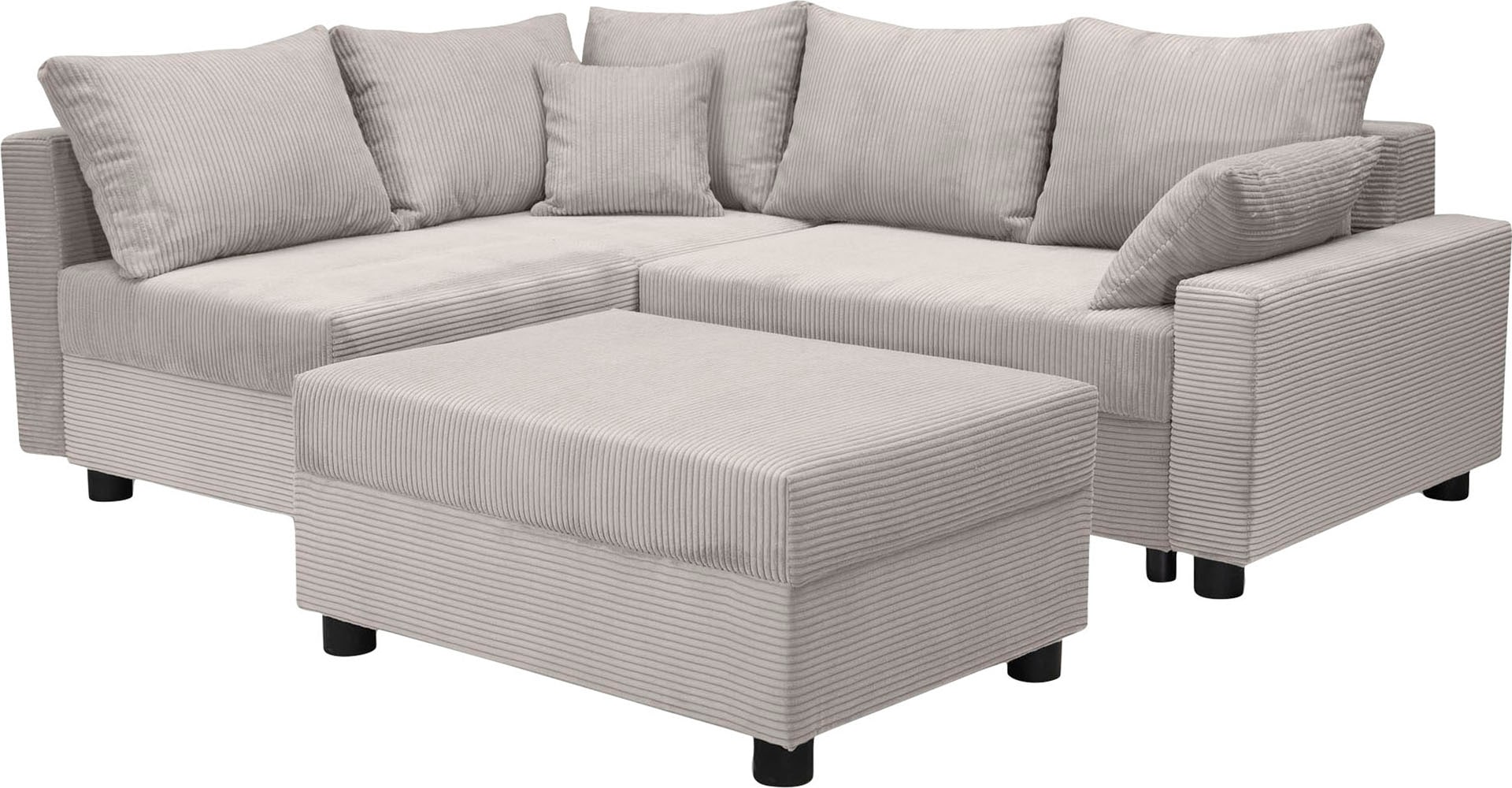 COLLECTION AB Ecksofa »Parma L-Form«, mit Schlaffunktion und Bettkasten, inklusive Kissen, Bonellfederkern