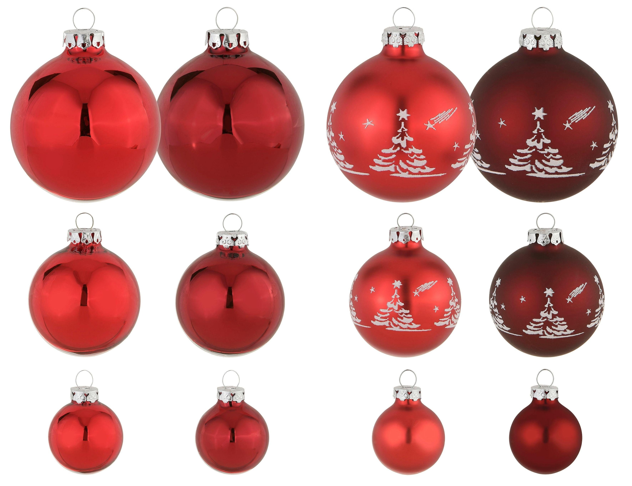 my home Weihnachtsbaumkugel »Advent, Weihnachtsdeko rot, Christbaumschmuck, Christbaumkugeln Glas«, (Set, 30 St.), mundgeblasen und handdekoriert