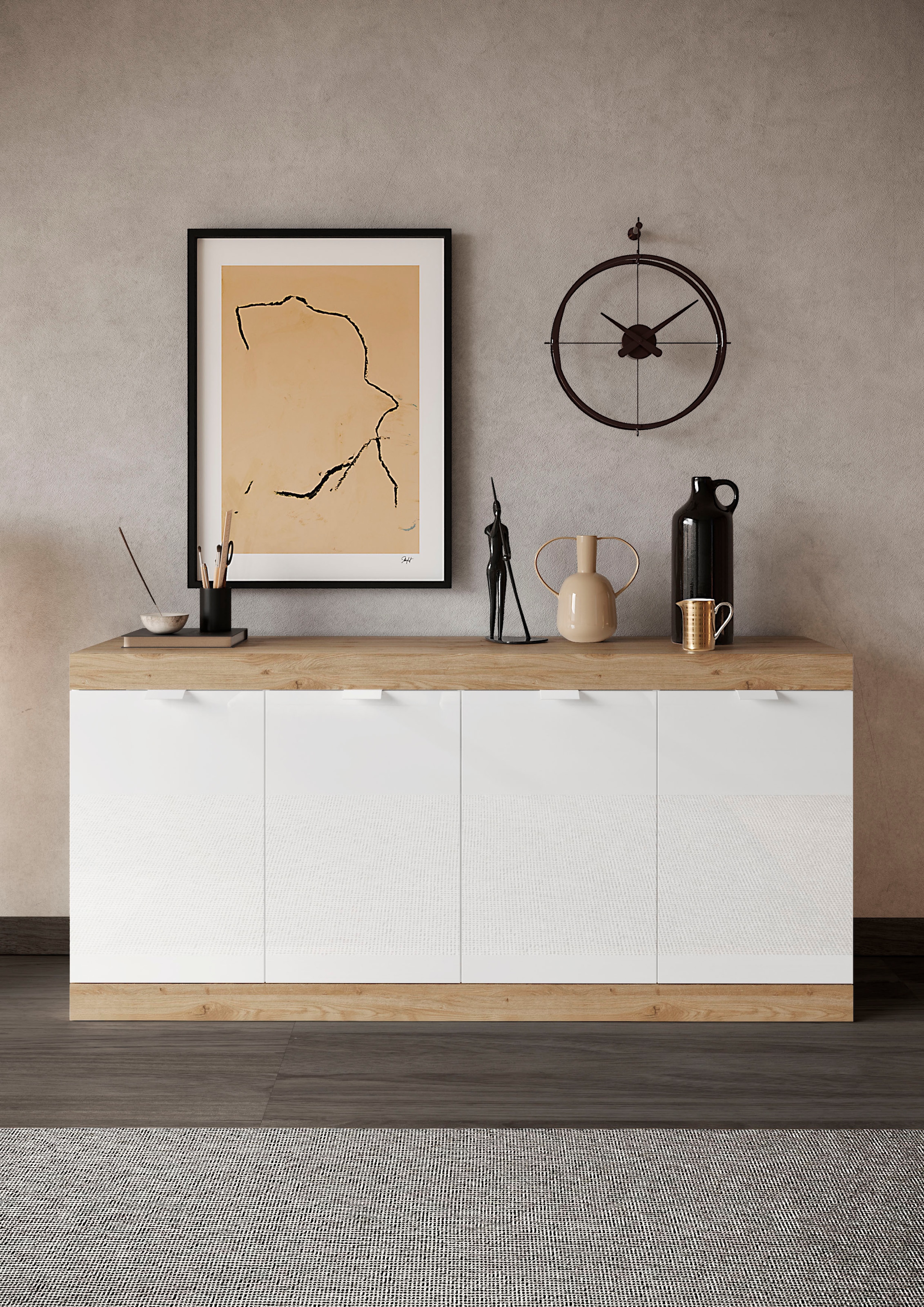 INOSIGN Sideboard »Slim«, Breite 181 cm, weiß Hochglanz Lack