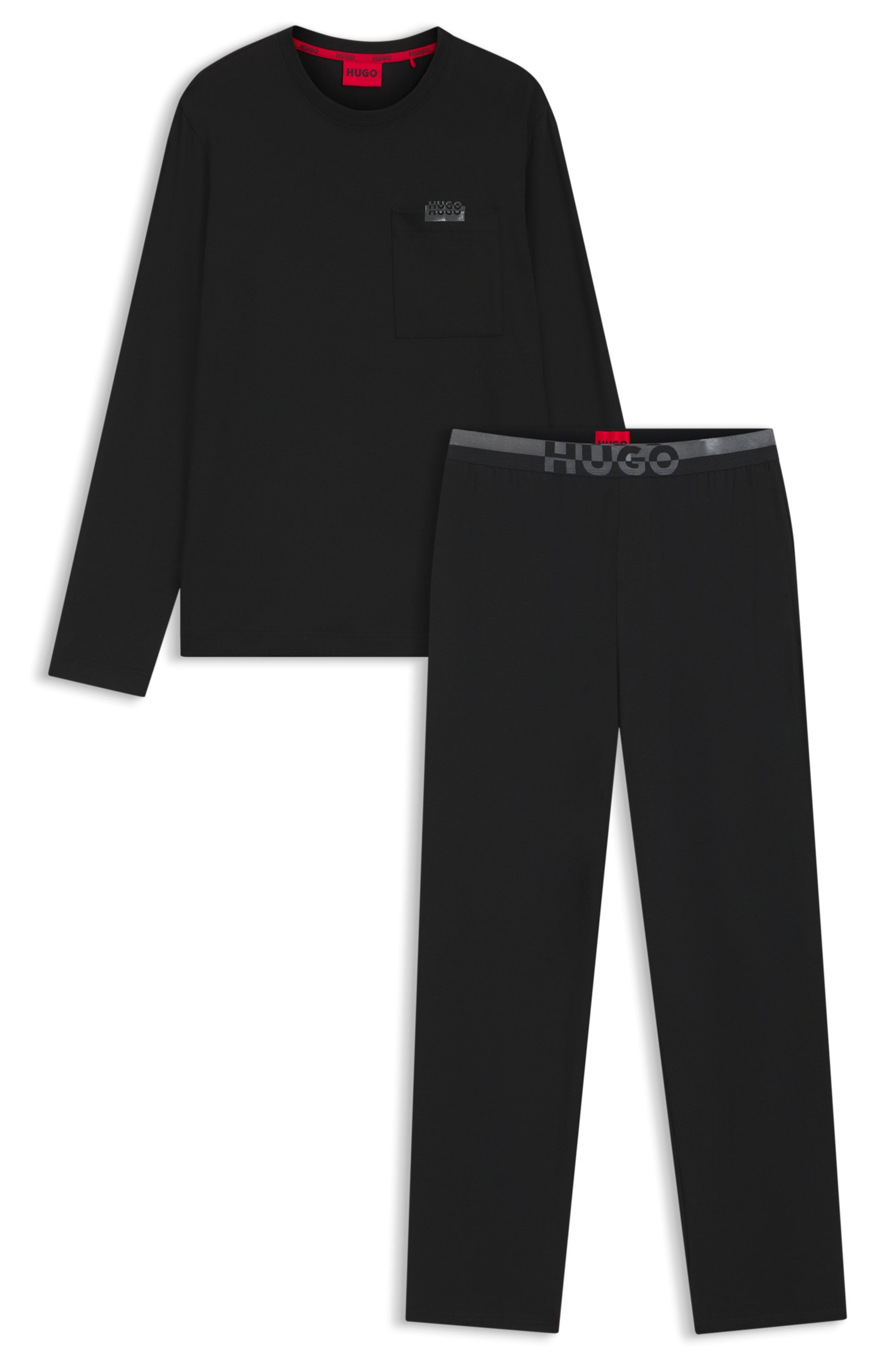 HUGO Underwear Pyjama »NOCTO LONG SET« aus Stretch-Jersey mit Split-Logos, relaxed fit
