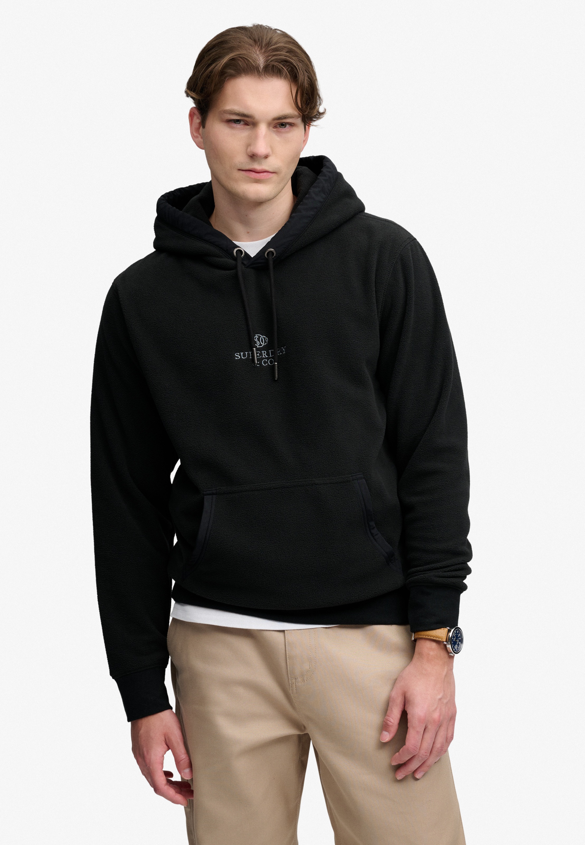 Superdry Kapuzensweatshirt »MICRO LOGO FLEECE HOOD«, Kunstfaser, loose fit
