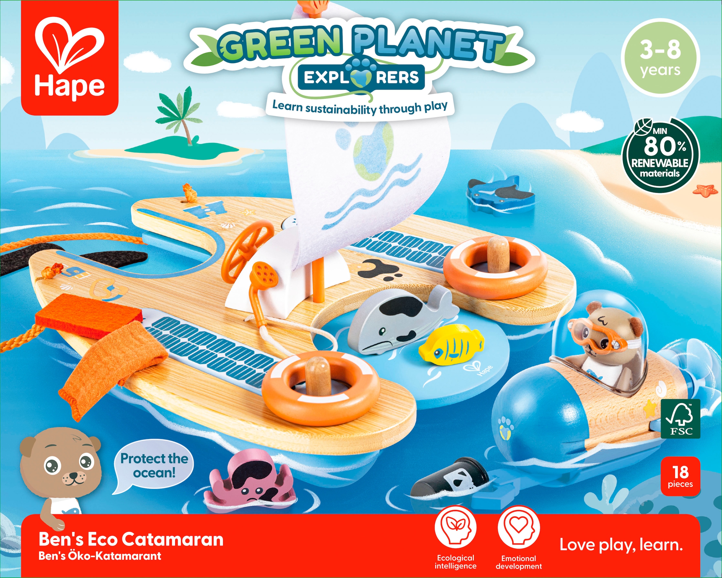 Hape Spielwelt »Green Planet Explorers, Ben’s Catamaran«