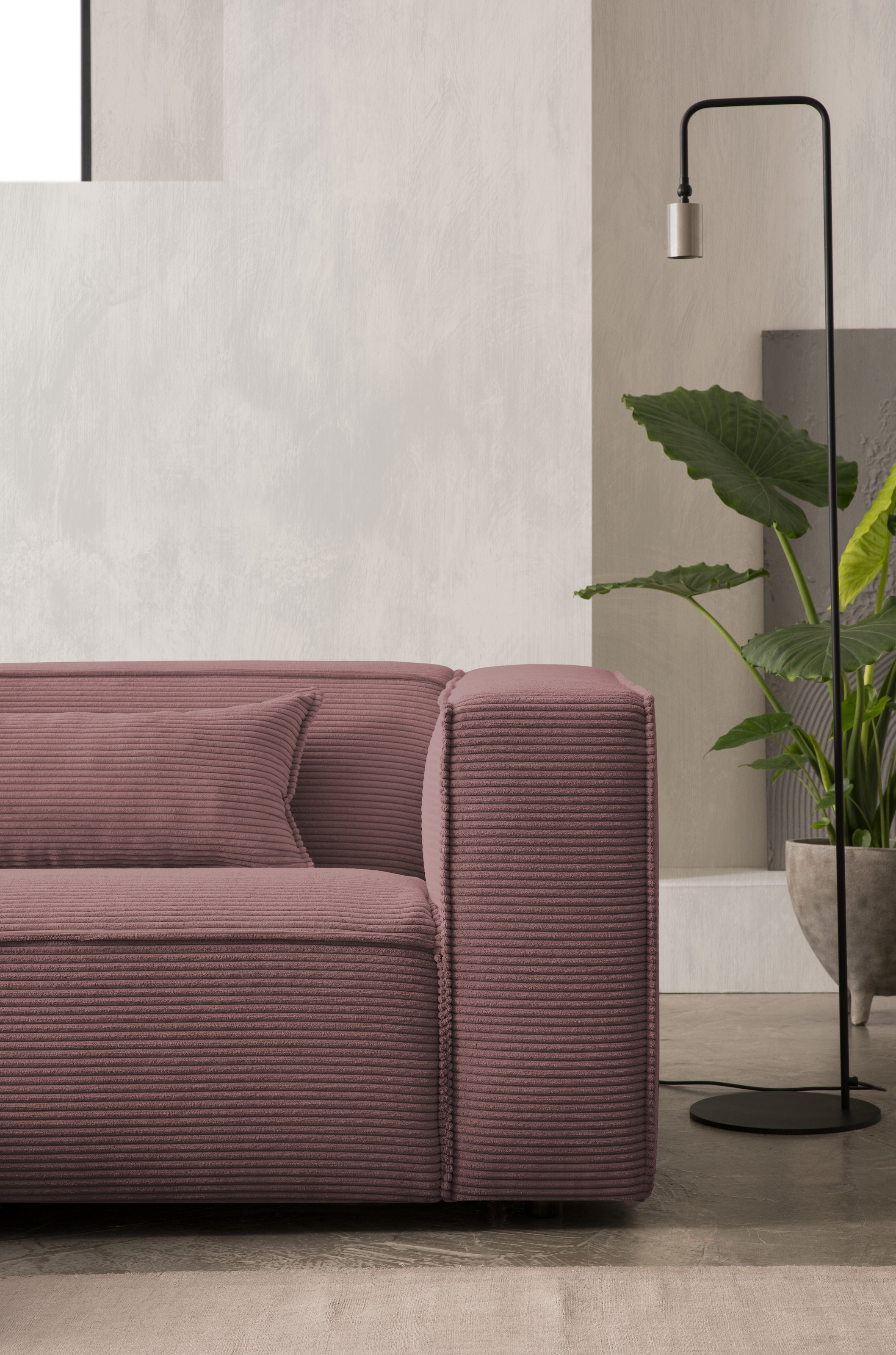 LeGer Home by Lena Gercke Ecksofa »PIARA Cord mit Kedernaht L-Form« wahlweise Ottomane rechts/links, schwarze Füße, bequemer Sitzkomfort