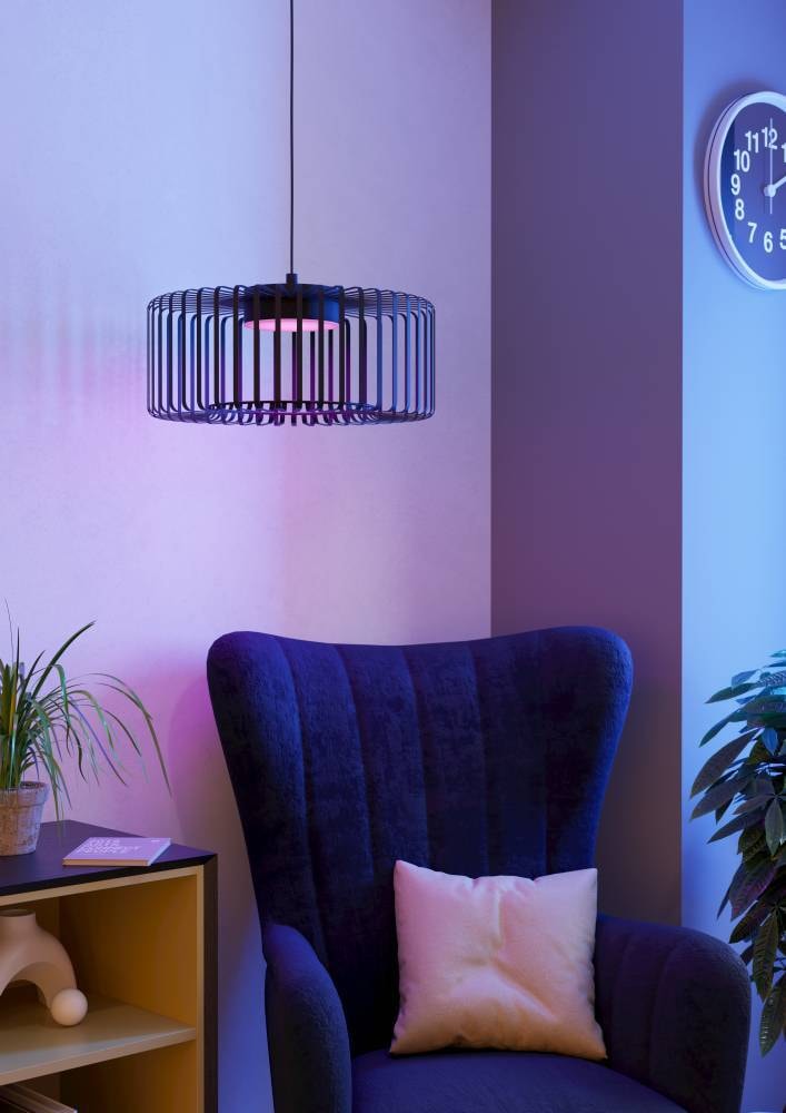 EGLO Hängeleuchte »GINESTRONE-Z Hängelampe schwarz, ZigBee 3.0, Timer, Pendelleuchte«, 1 flammig, Leuchtmittel LED-Modul | LED fest integriert, App / Sprachsteuerung Alexa, ‎110x45x45cm, exkl. Fernbedienung
