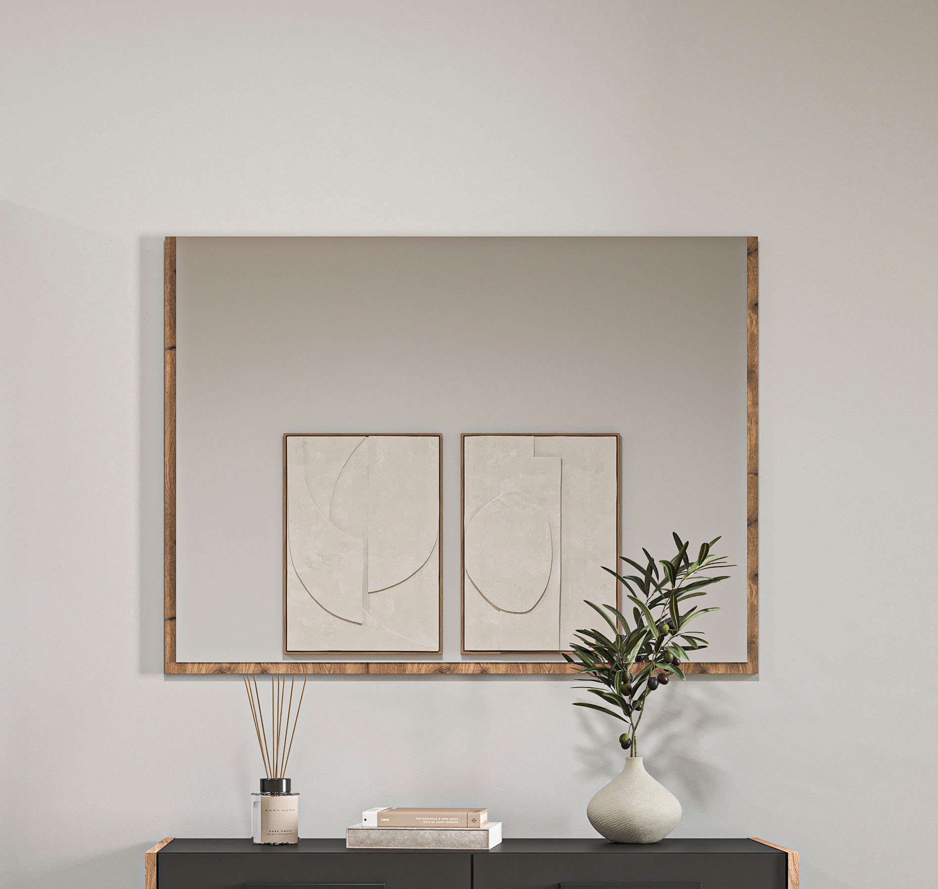 INOSIGN Garderobenspiegel »MUSTA, 95x70x2 cm mit farblich abgesetzer Rahmenoptik« Spiegel, Wandspiegel, Spiegelpaneel, Flurspiegel, Dielenspiegel