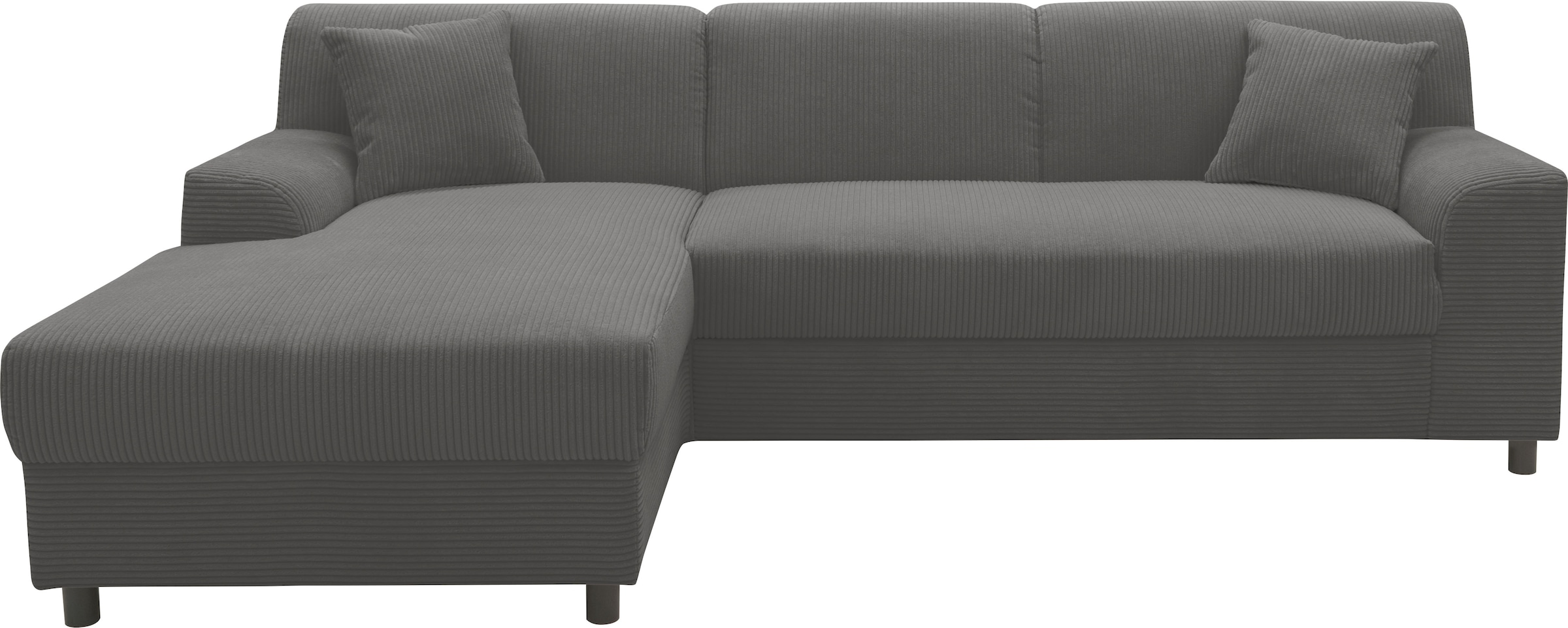 DOMO collection Ecksofa »Turah 2, L-Form, in Cord u. wasserabweisender Microfaser, Federkern«, B/T/H: 241/146/79 cm, incl. Zierkissen, wahlweise mit Bettfunktion
