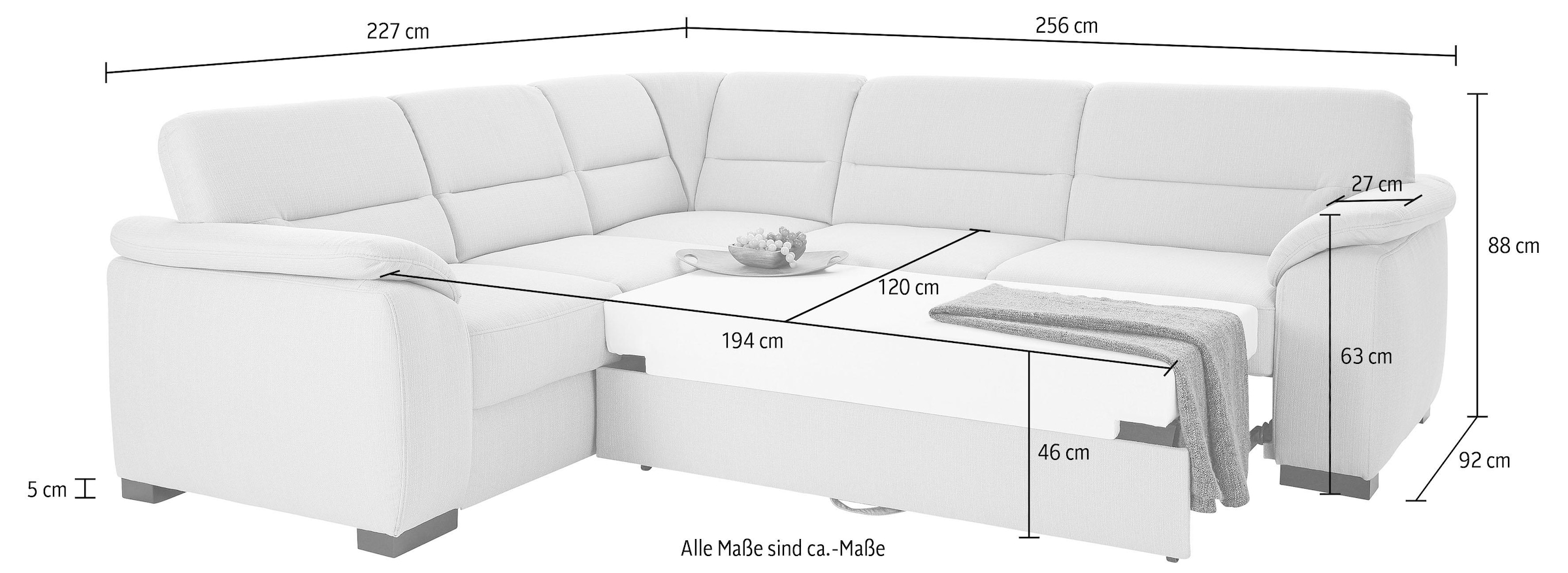 sit&more Ecksofa »Montego L-Form«, wahlweise mit Bettfunktion und Schubkasten