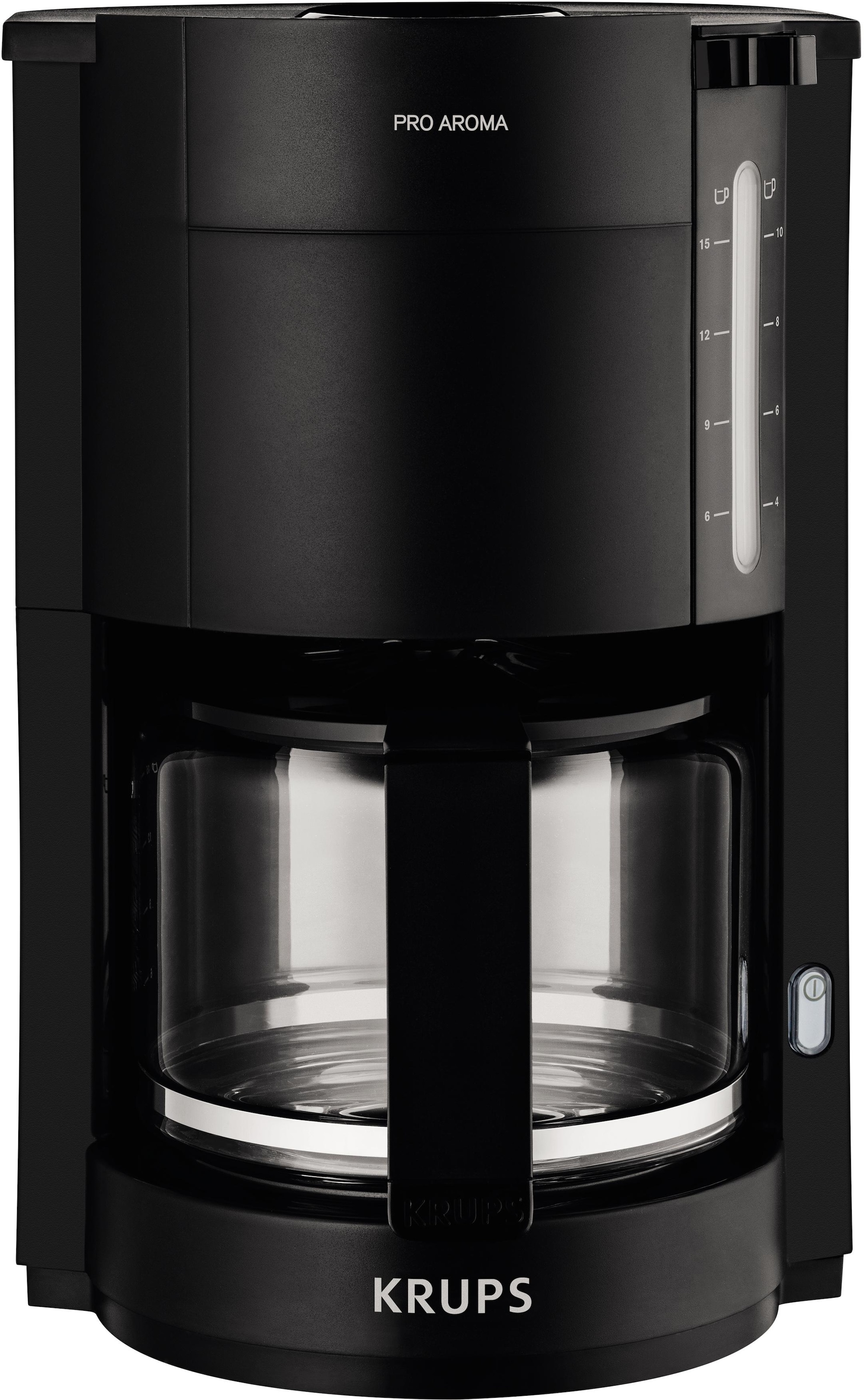 Krups Filterkaffeemaschine »F30908 Pro Aroma«, mit Glaskanne, 1,25L  Füllmenge, 10-15 Tassen, 1050W, Schwarz mit 3 Jahren XXL Garantie