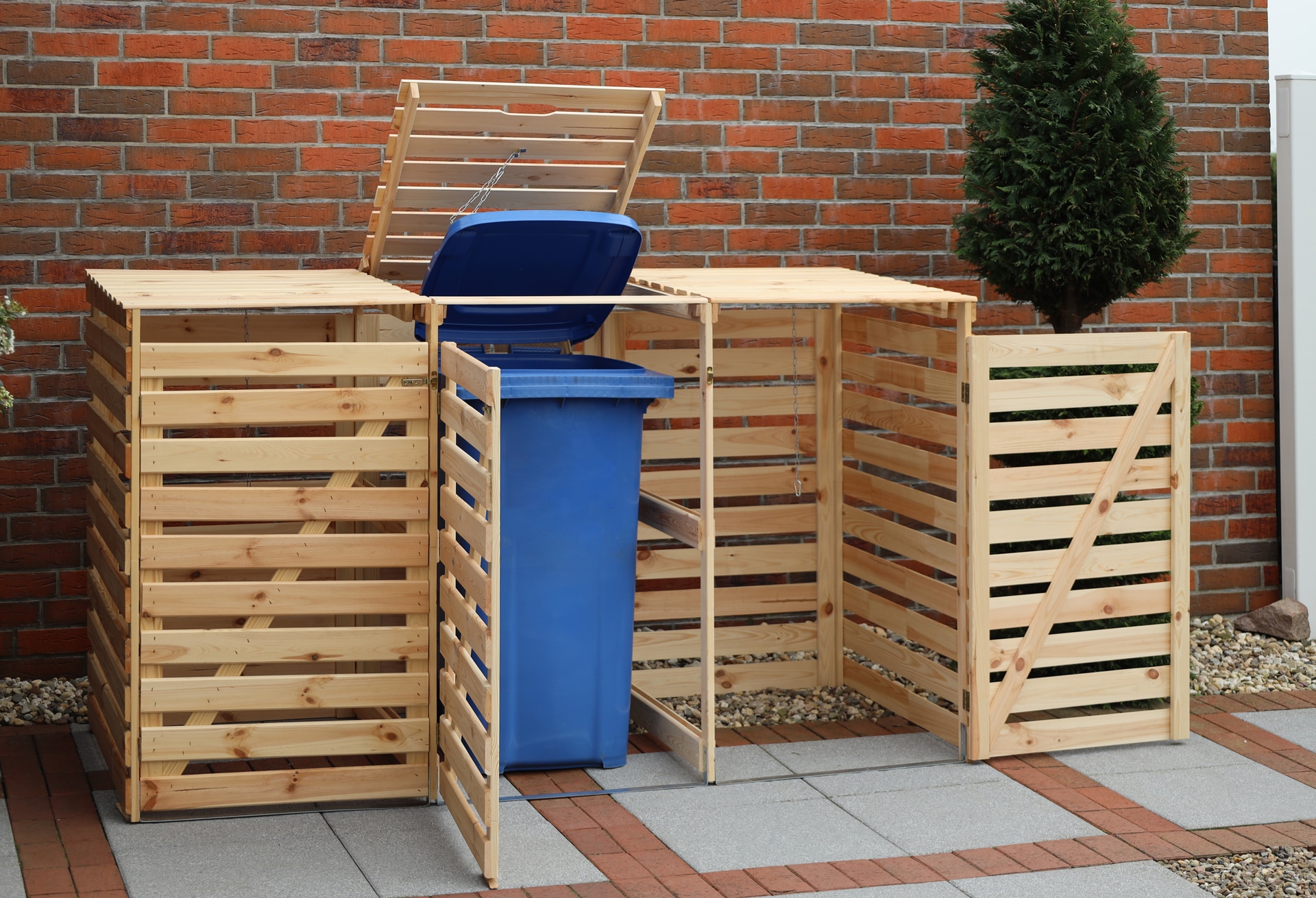 promadino Mülltonnenbox »Vario V« für 3 Tonnen, robust aus zertifiziertem Kiefernholz