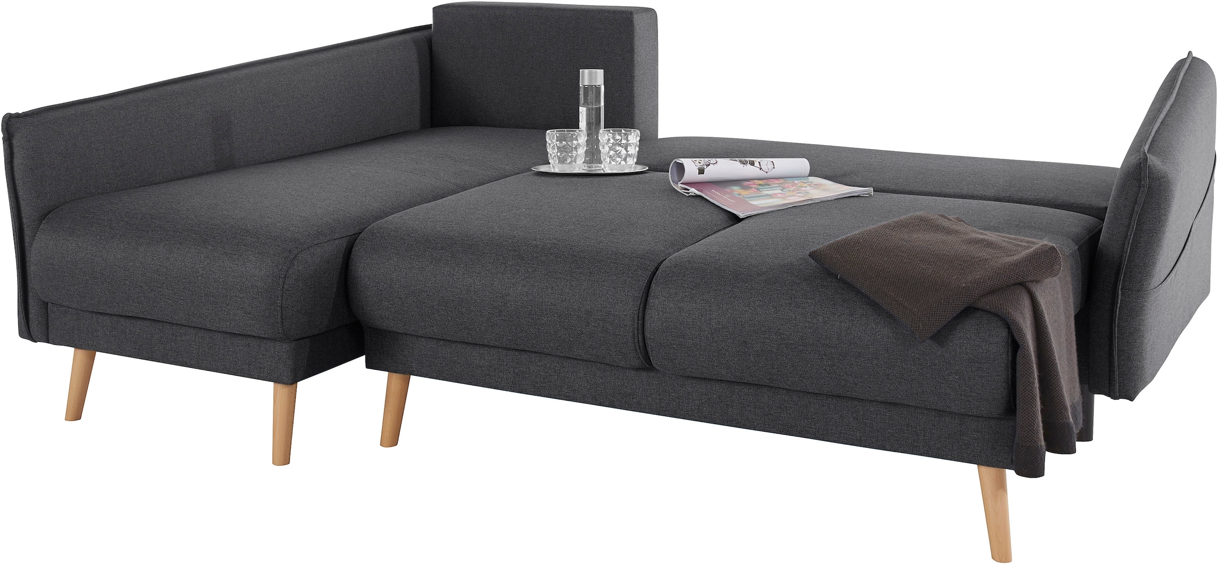 Home affaire Ecksofa »Granbo L-Form« incl. Bettfunktion und Bettkasten, Federkern-Polsterung, Seitentasche