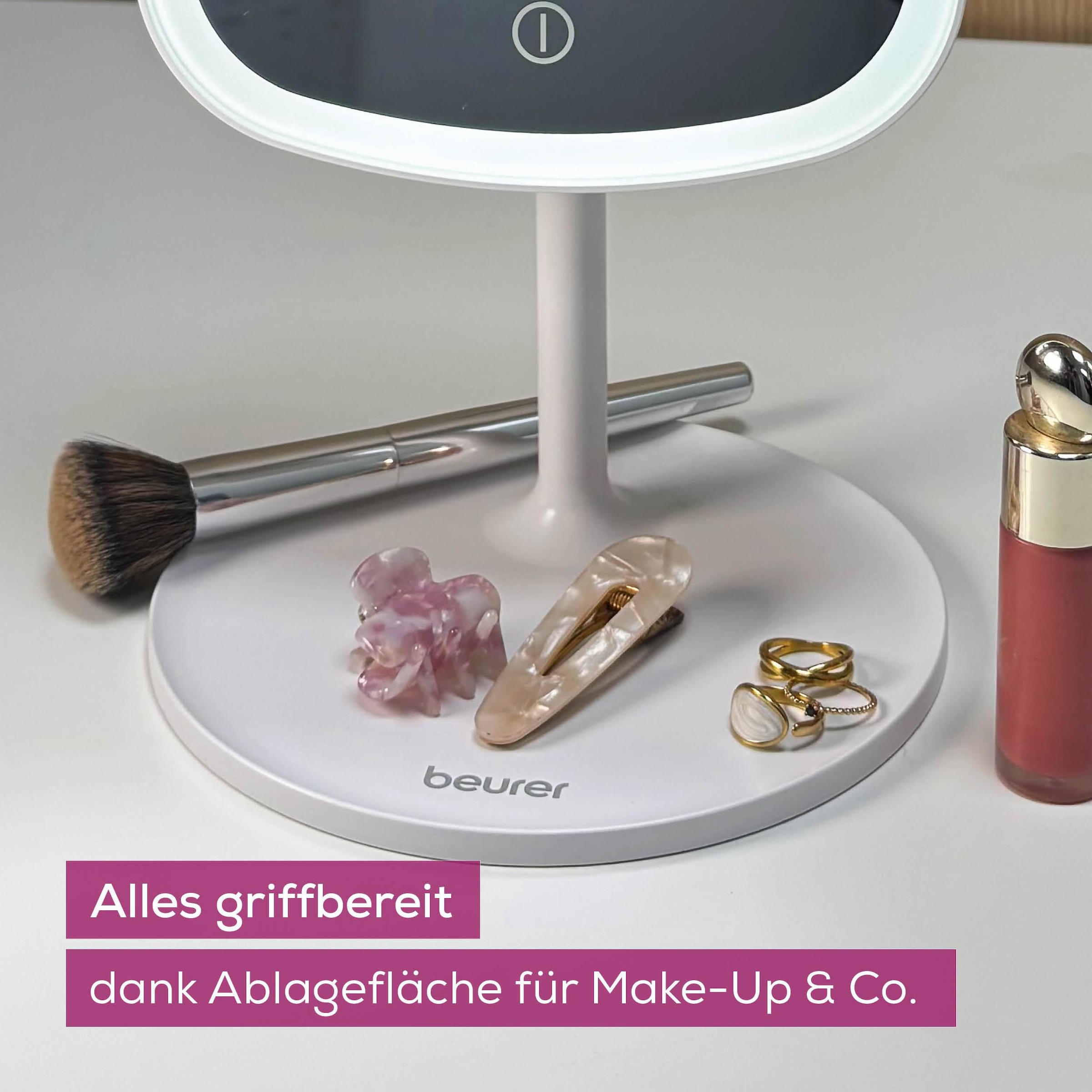 BEURER Kosmetikspiegel »BS 47, beleuchtet, mit Magnethalterung« Drei verschiedene Lichtoptionen, Touch-Sensor auf der Spiegelfläche