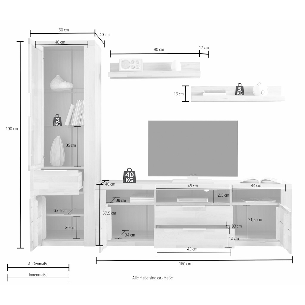 Woltra Wohnwand »Zara«, (Set, 4 St.)