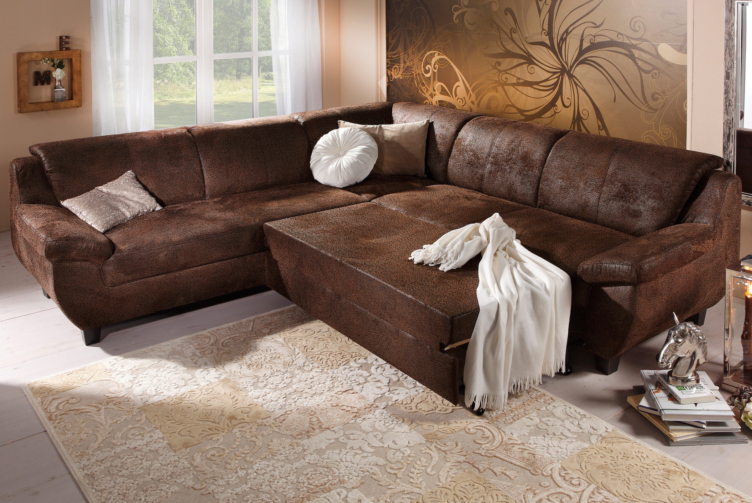 Home affaire Ecksofa »Yesterday Sitzbelastung 140 kg, L-Form«, gleichschenklig, wahlweise mit Bettfunktion