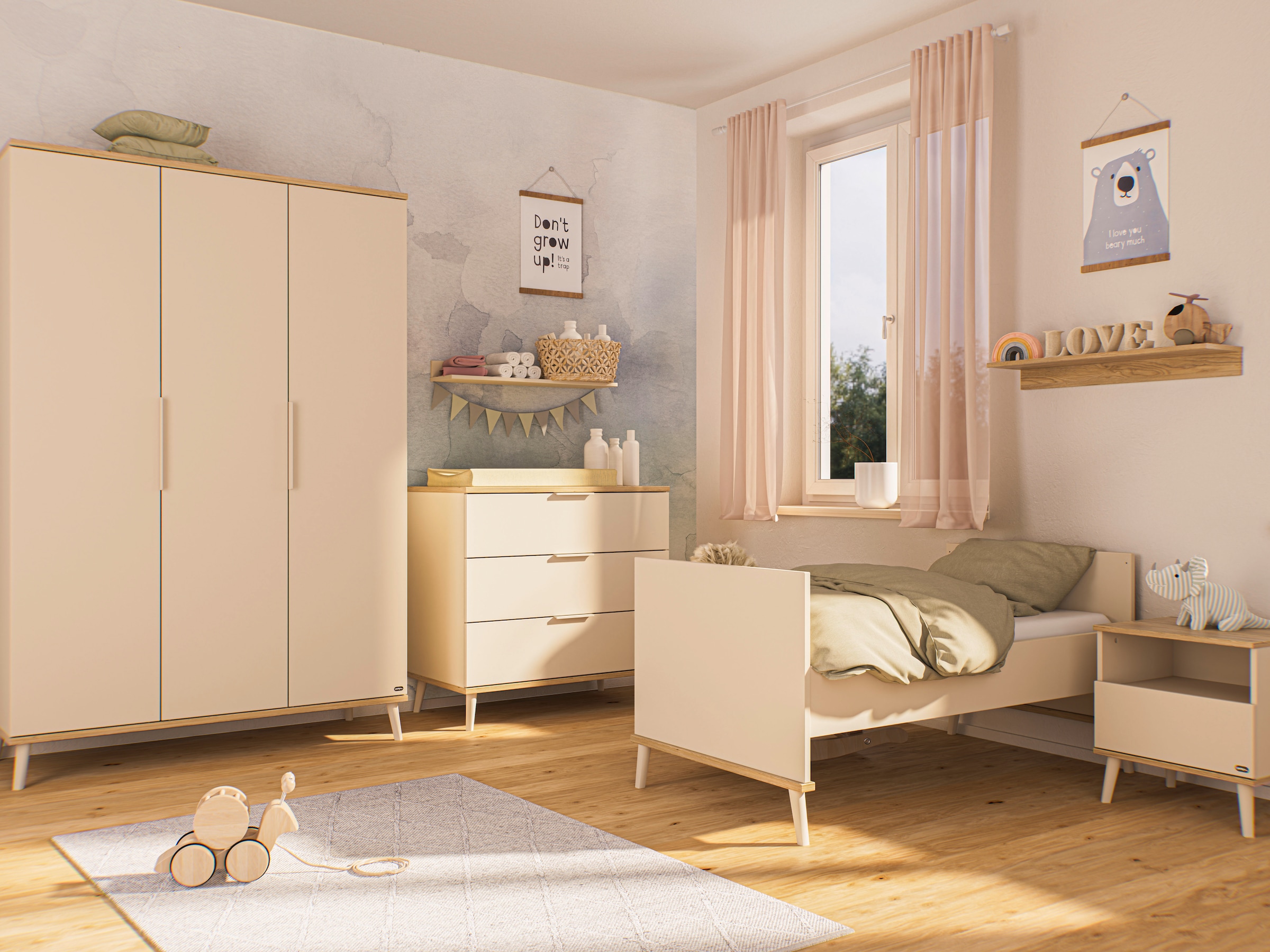 YUNY by PAIDI Umbauseiten »HAZEL für den Umbau vom Babybett zum Juniorbett« Erweiterungs-Set Kinderbett 70x140cm in Beige