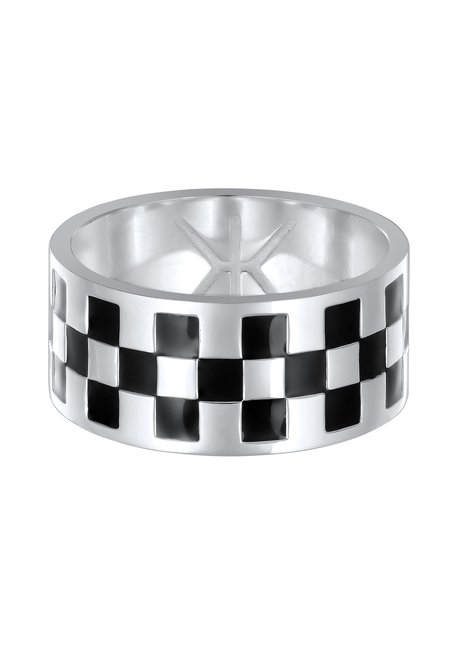 Kuzzoi Silberring »Ring Schachbrett Emaille 925 Sterling Silver«