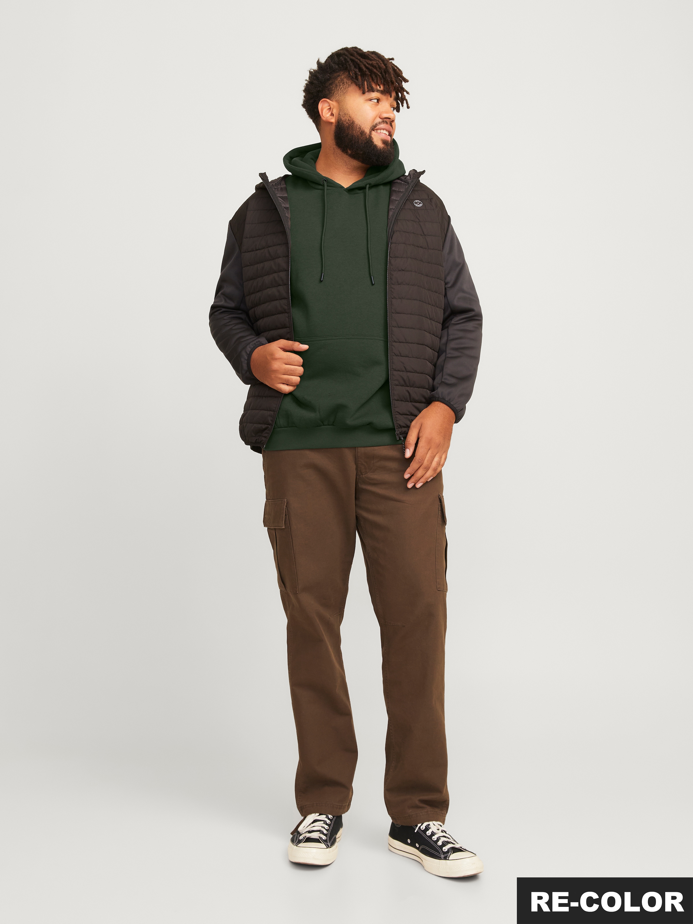 Jack & Jones PlusSize Kapuzensweatshirt »JJEBRADLEY SWEAT HOOD NOOS PLS«, mit Rippbündchen