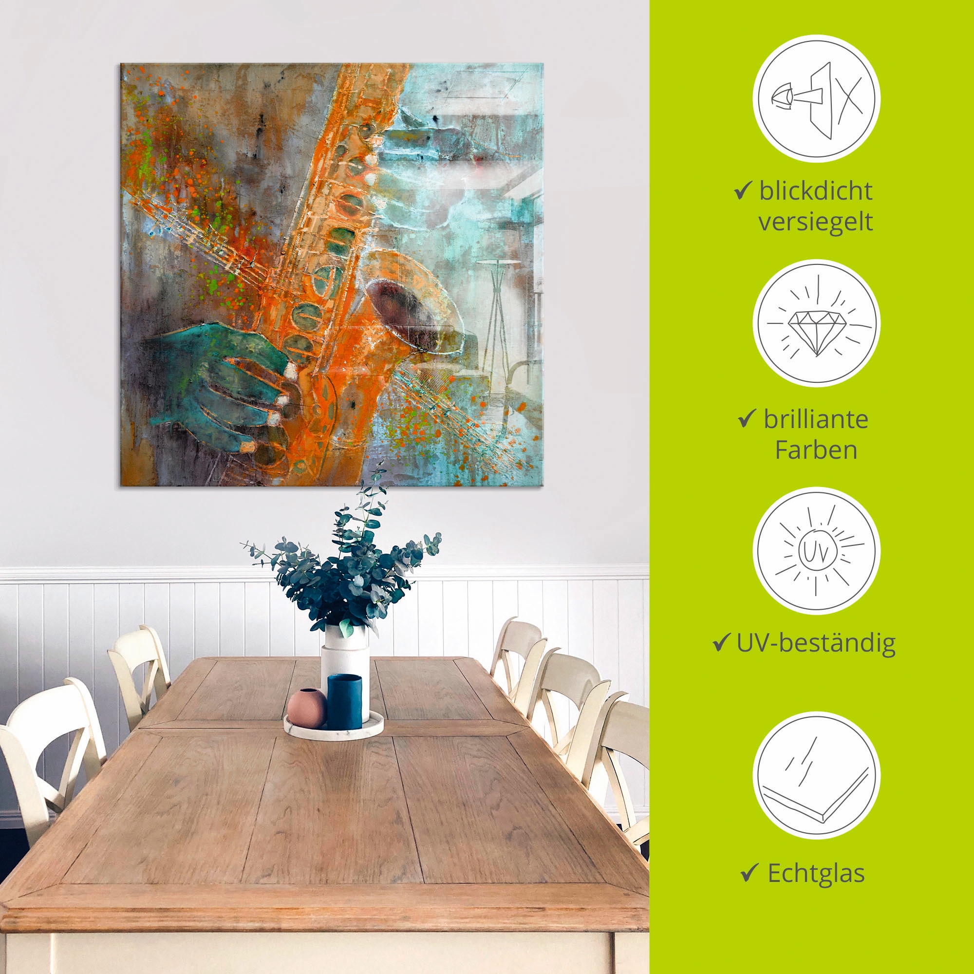 Artland Glasbild »Ein Saxofon« Instrumente 1 Stk. tlg. in verschiedenen Größen