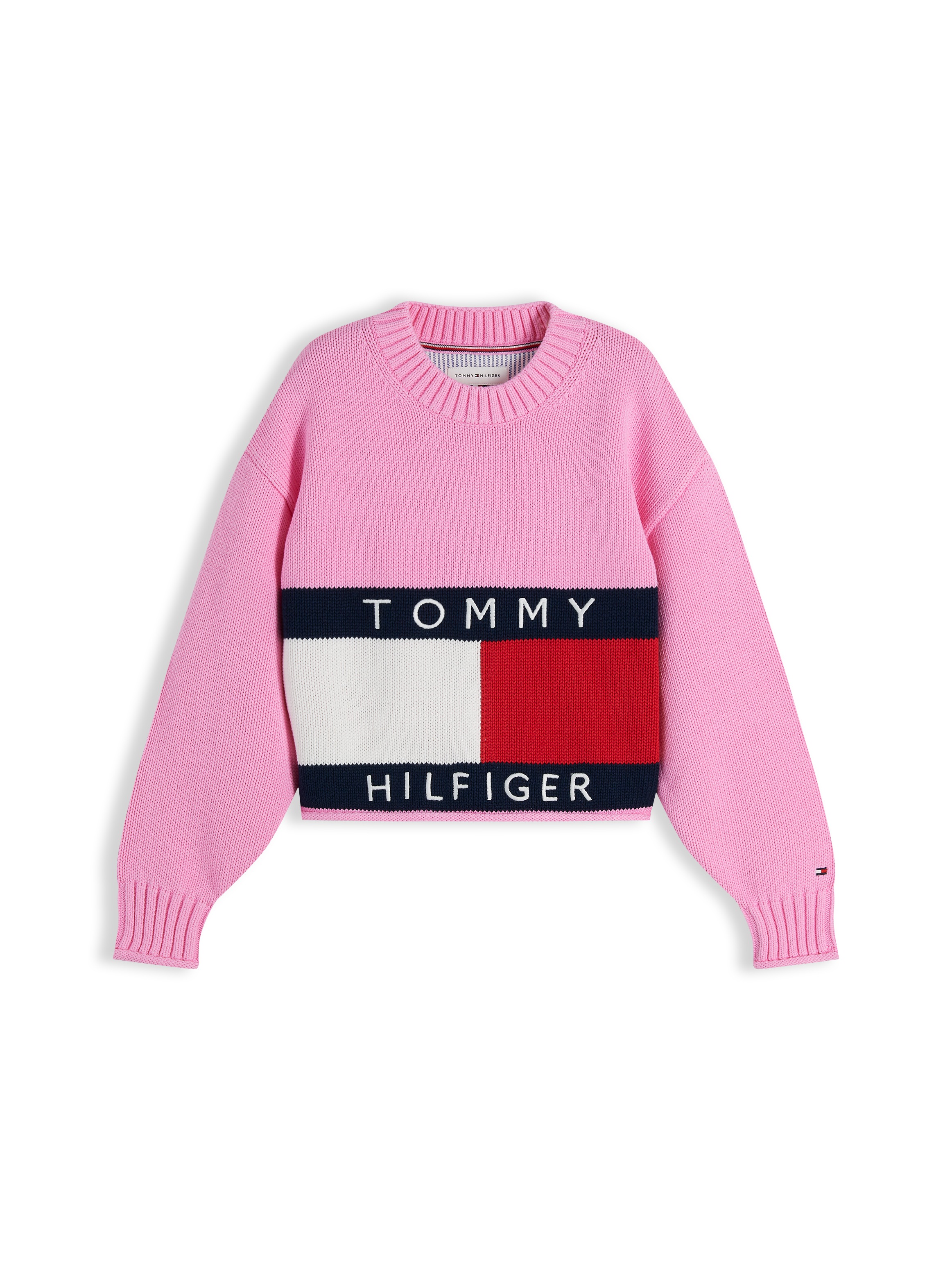 Tommy Hilfiger Strickpullover Rundhalsausschnitt, Rollkante am Saum, Kinder bis 16 Jahre