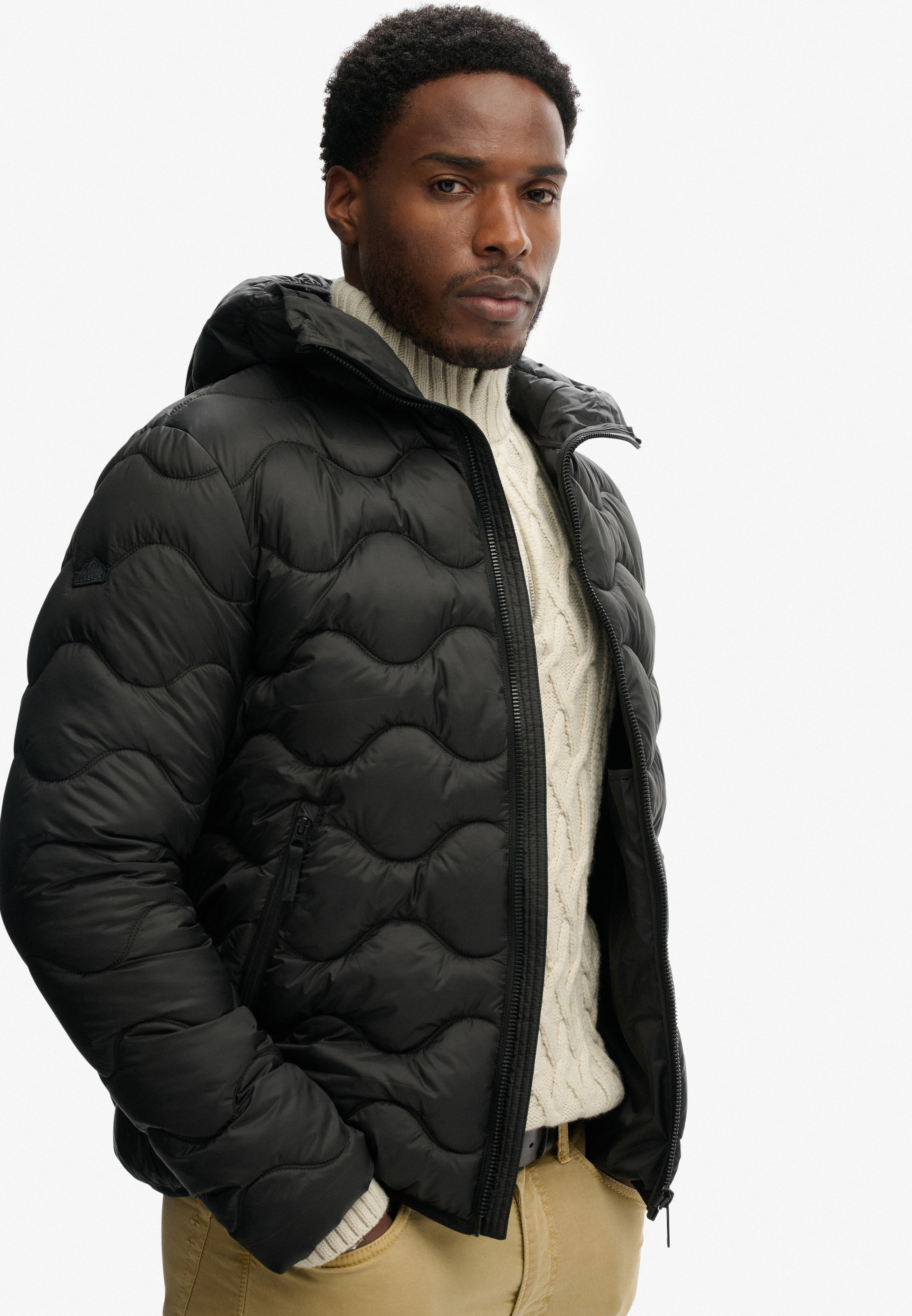 Superdry Steppjacke »HOODED QUILTED WAVE PADDED JKT« mit Kapuze