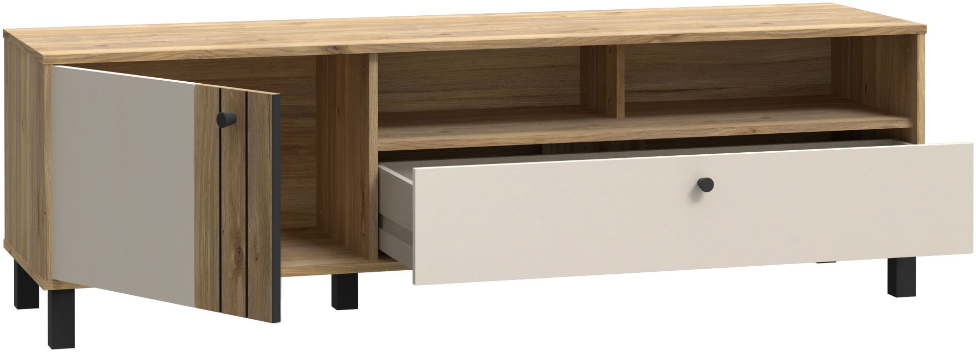 FORTE Lowboard »KillarneyTV-Board, TV-Schrank«, TV Board, Soft Close, Schublade, offene Fächer