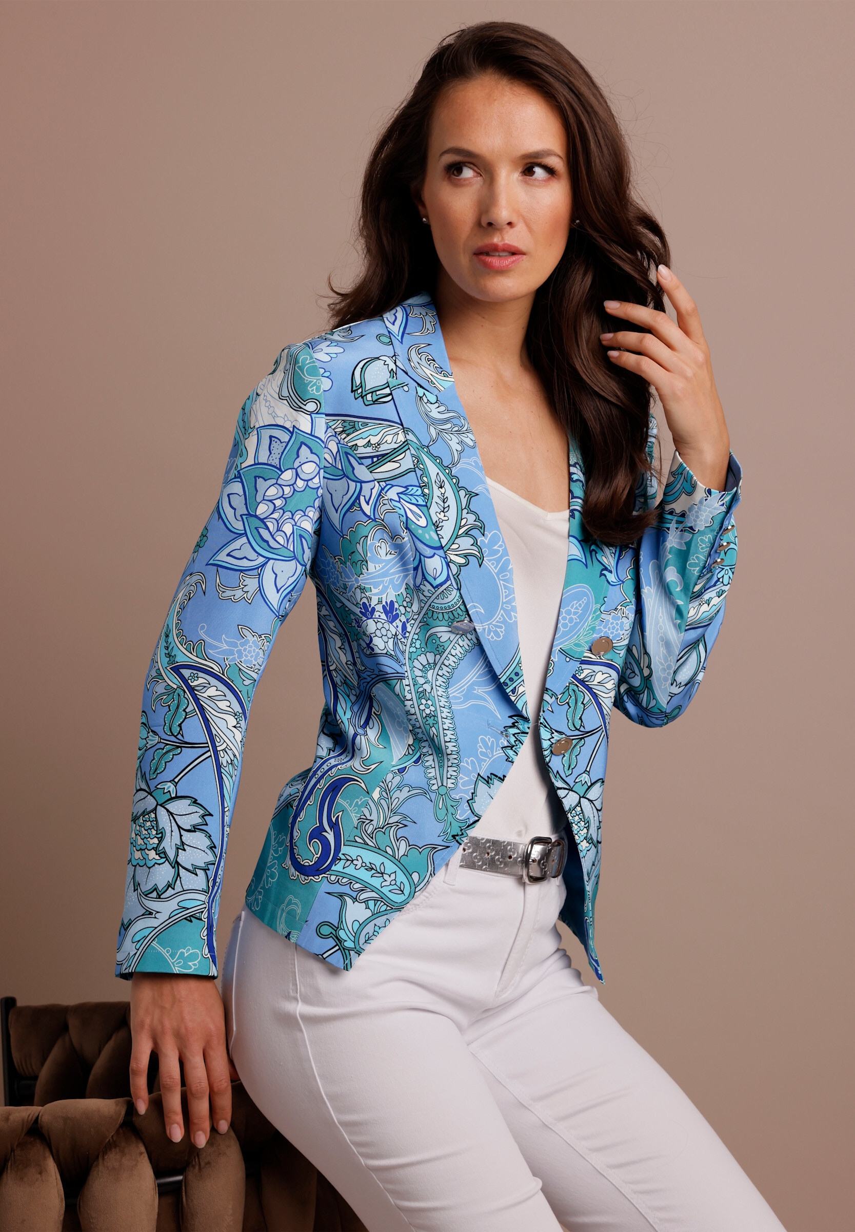 creation L Blusenblazer »Seiden-Blazer Blazer aus reiner, edler Seide«